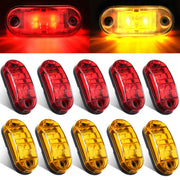 Tallew 10 Pcs 2.5 Inch LED Trailer Lights 2 Diode Waterproof LED Trailer Side Marker Oval Signal Running Lights for Truck Boat Rv(Amber, Red)