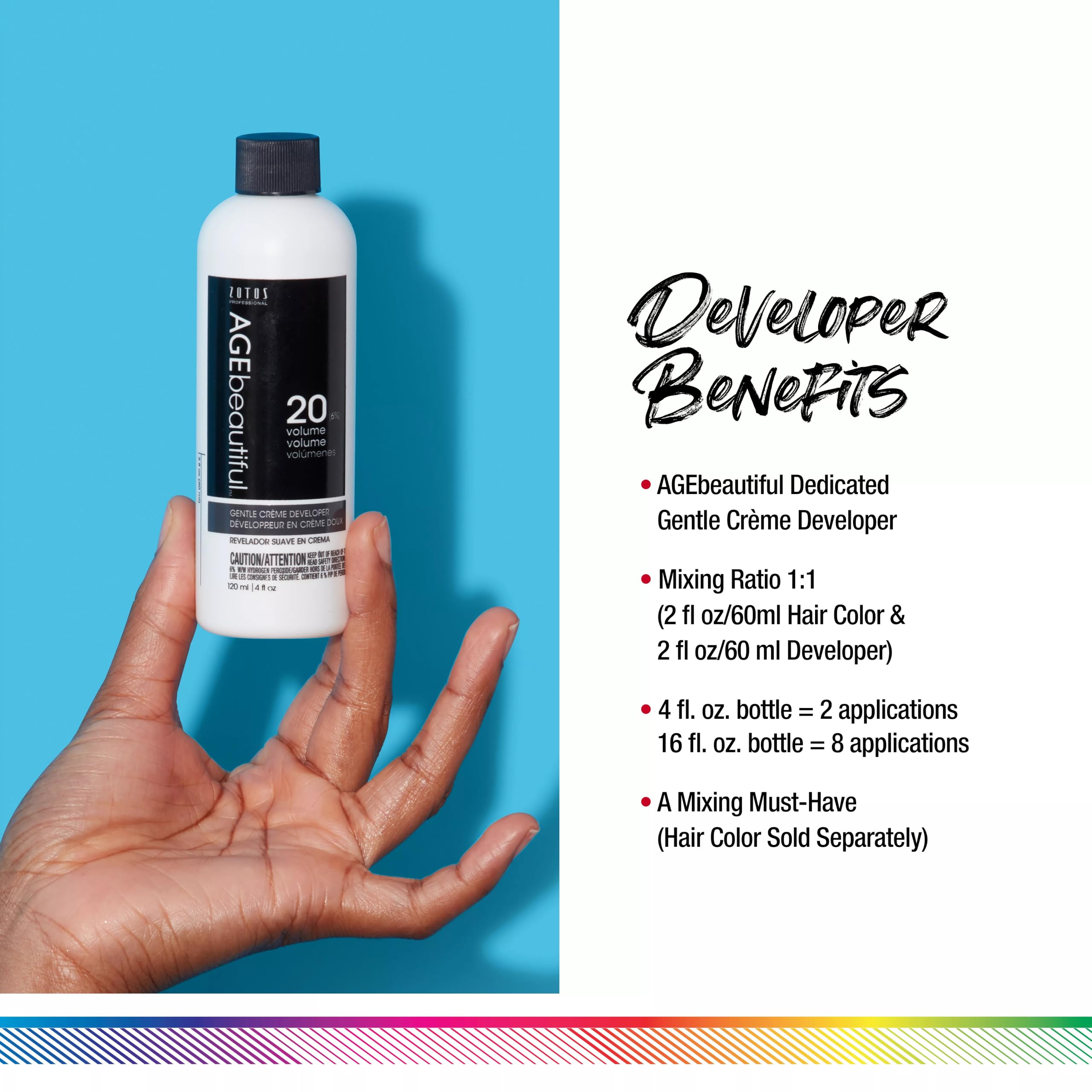 AGE beautiful 20 Volume Gentle Creme Hair Developer | For Permanent Hair Color Dyes, Toners, Lighteners | Professional Salon Coloring | Long Lasting Haircolor | 4 Fl Oz