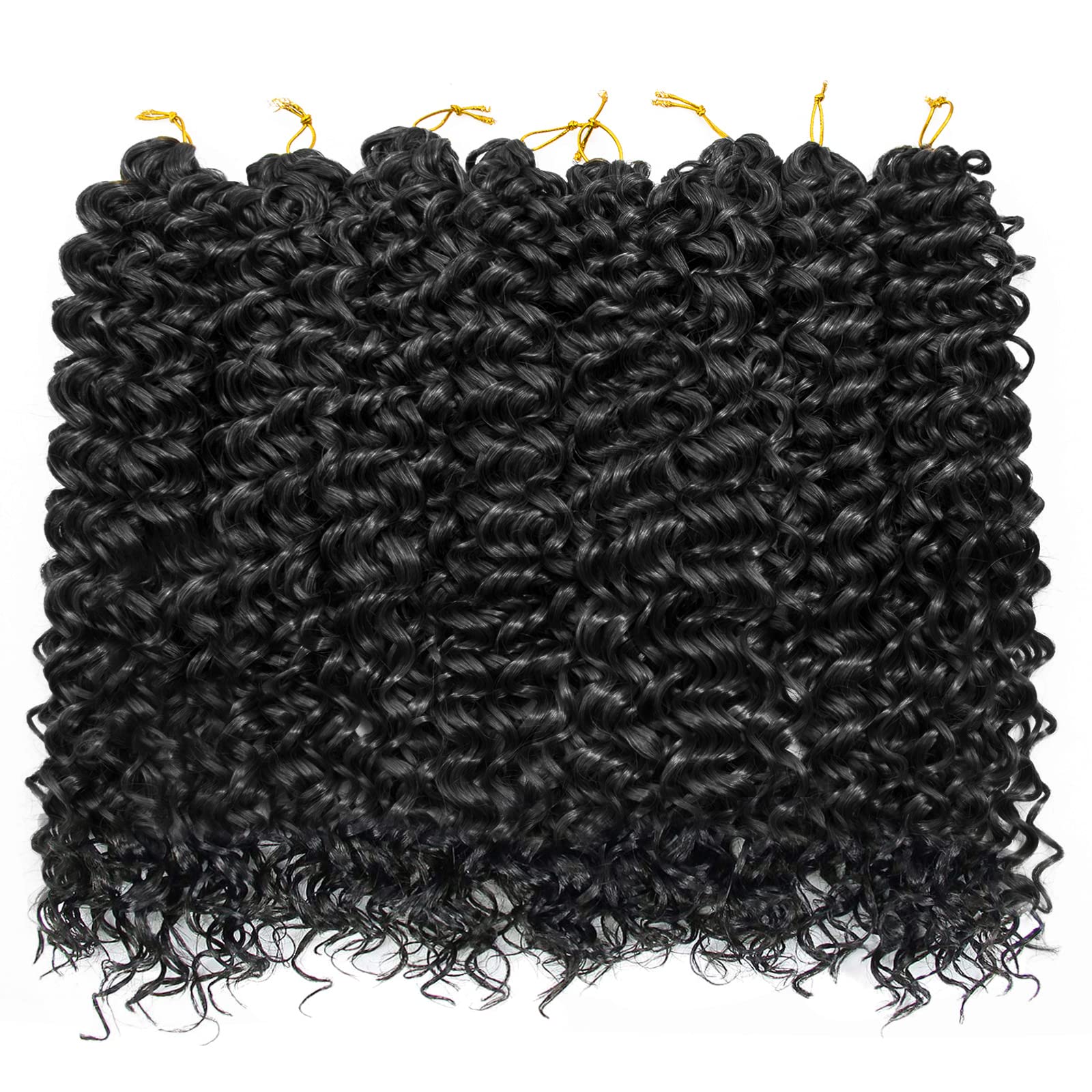 8 Packs Curly Crochet Hair GoGo Curl Crochet hair for Women Natural Black Deep Wave Braiding hair,Synthetic Bohemian Crochet Braid Water Wave Crochet hair Extensions(18inch, 1B)
