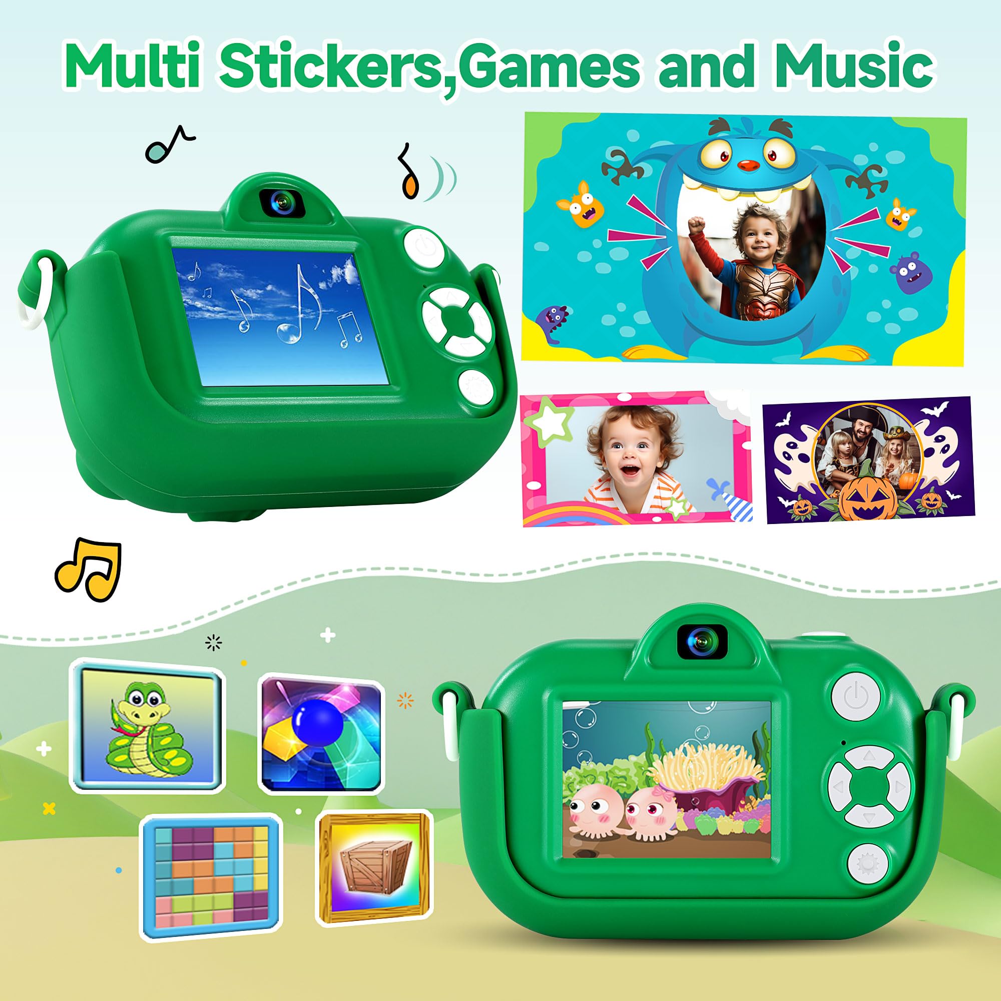 Kids Camera Boys Toys for 3 4 5 6 7 8 9 Years Old Boys, 48MP Dual Lens Kids Digital Camera Christmas Birthday Gifts, 1080P HD Video Selfie Toddler Camera with 32G SD Card
