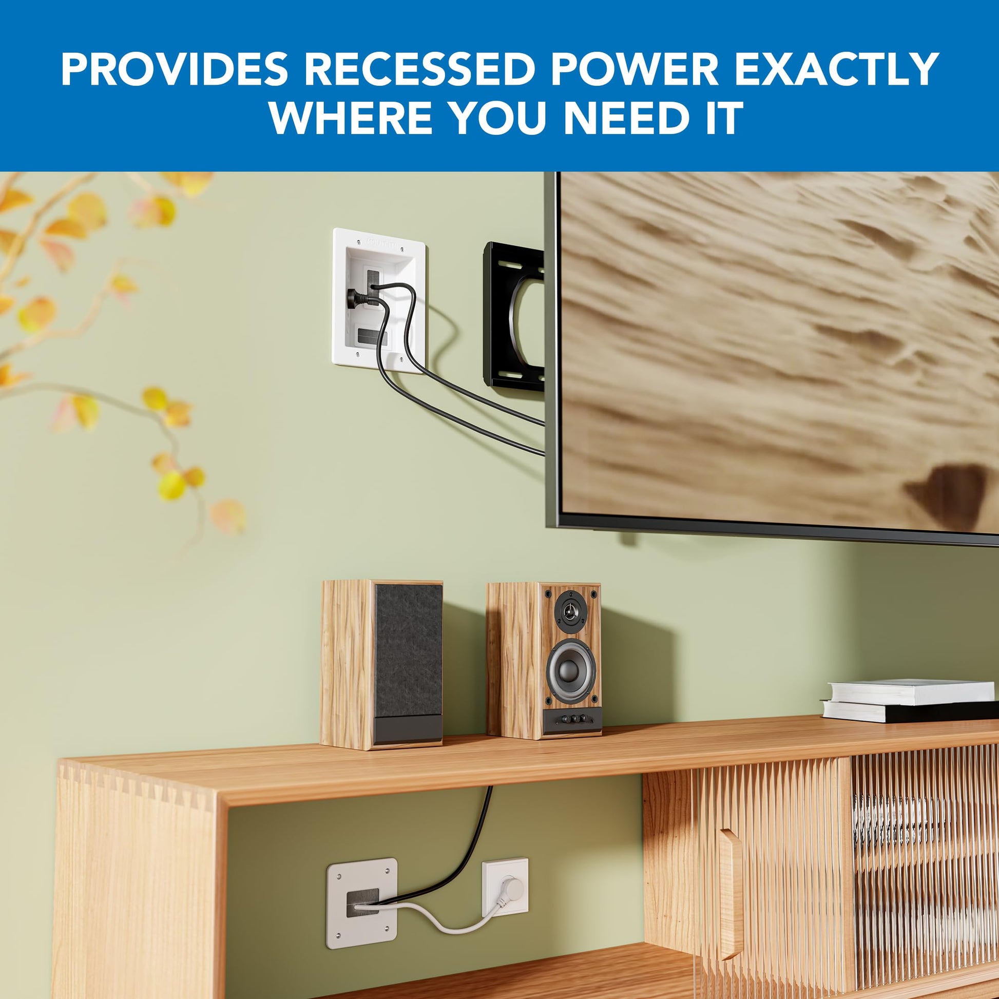 Mount-It! in-Wall TV Cable Concealer Kit with Recessed Power – Triple Outlet, 9ft Cord, and Hand Saw – Easy, Safe Cable Management for Organized TV and Home Theater Setups