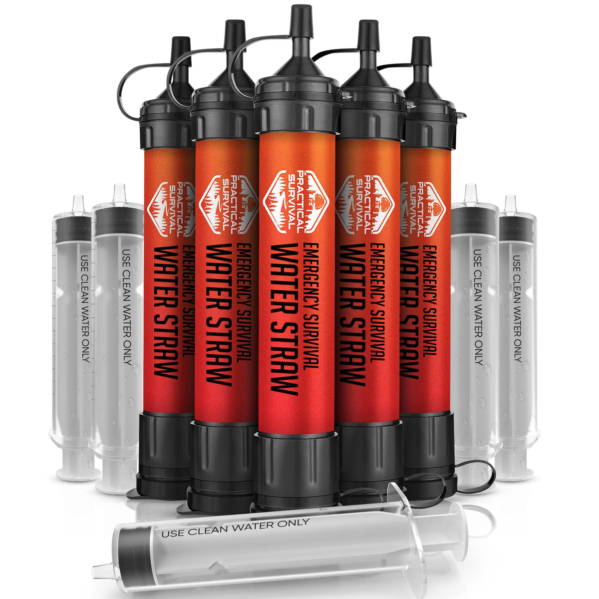 5 High-Capacity Emergency Water Straws – Lightweight, Reusable, 1800-gallon Filters for Camping, Hiking, Travel, Biking, Survival, and Emergencies. No Expiration Date, Perfect for preparedness