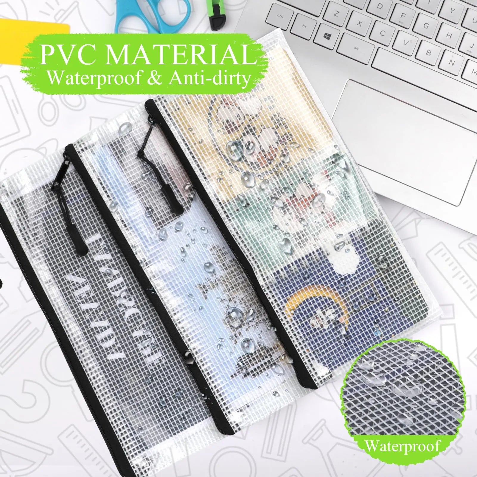 YOPCDJ 24 Pack Mesh Zipper Pouch Bags Small, Zipper Pencil Pouches, 9.2 x 4.7 in Clear Pencil Pouch Bulk, Pencil Bags with Zipper for Travel Storage, Black