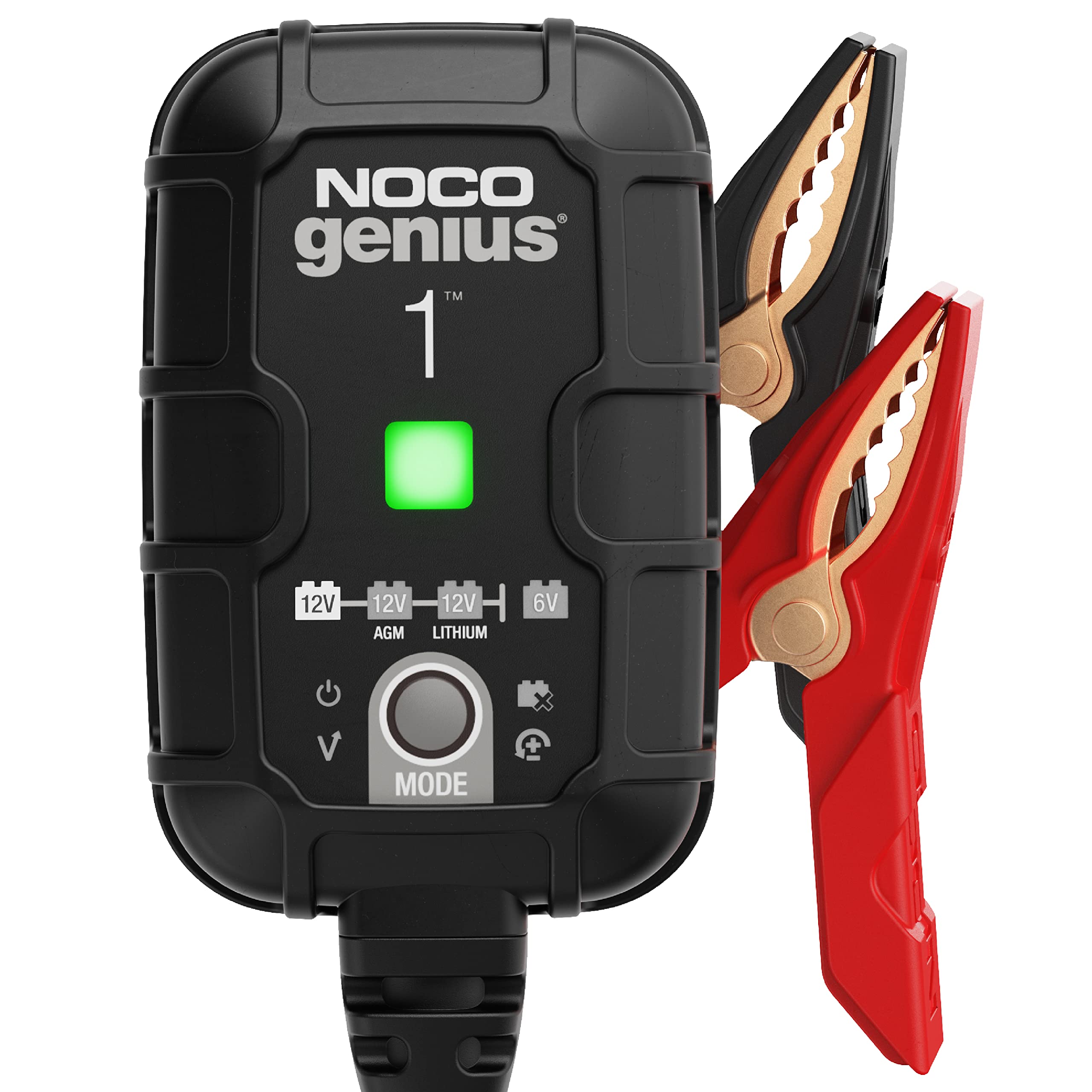 NOCO GENIUS1: 1A 6V/12V Smart Battery Charger - Automatic Maintainer, Trickle Charger & Desulfator with Overcharge Protection & Temperature Compensation - For Lead-Acid & Lithium Batteries