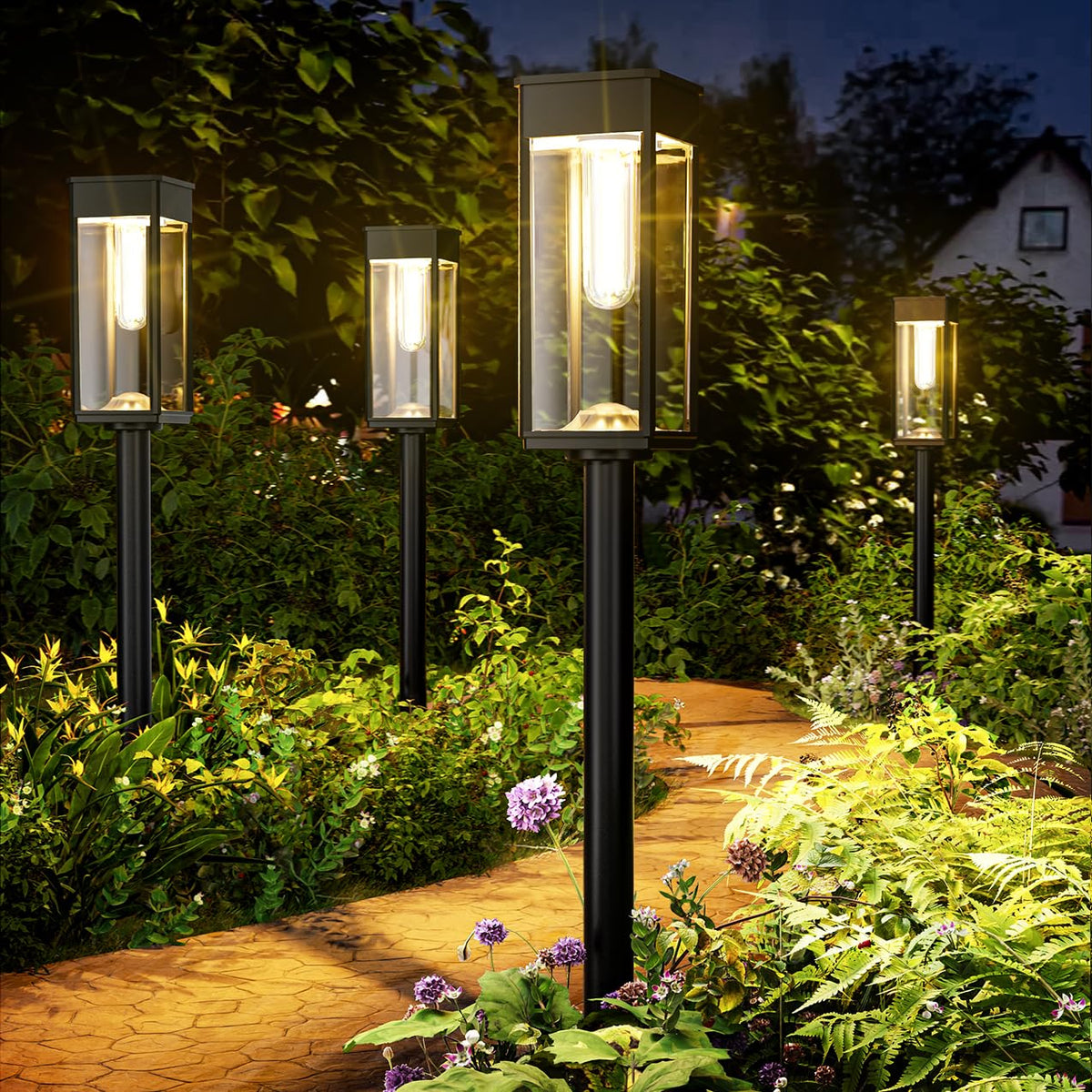 ALFIOT Solar Pathway Lights Outdoor,8 Pack Bright Solar Lights Outdoor,IP65 Waterproof Solar Garden Lights Solar Powered Landscape Lighting for Yard Patio Walkway Driveway Pathway (Warm White)