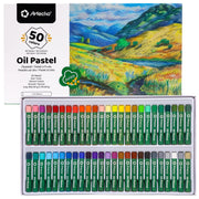 Artecho Ölpastell-Set mit 50 Farben (8 x 60 mm), weiche Ölpastelle zum Malen, Zeichnen, Verblenden, Künstlerbedarf für Künstler, Anfänger, Studenten, Lehrer
