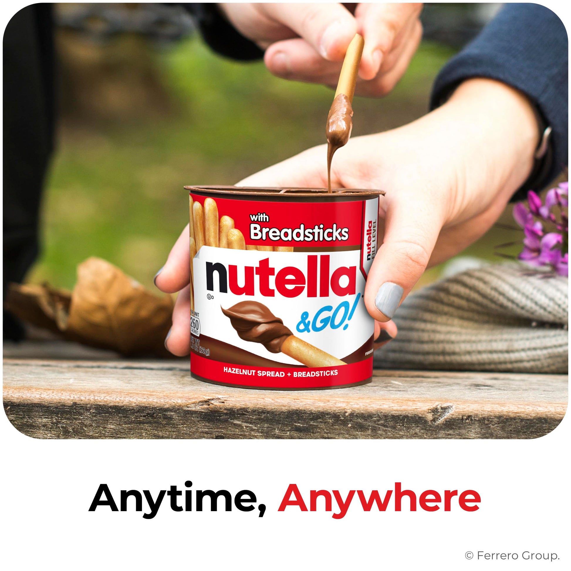 Nutella & GO! Bulk 24 Pack, Hazelnut and Cocoa Spread with Breadsticks, Stocking Stuffers, Snack Cups, 1.8 oz Each​