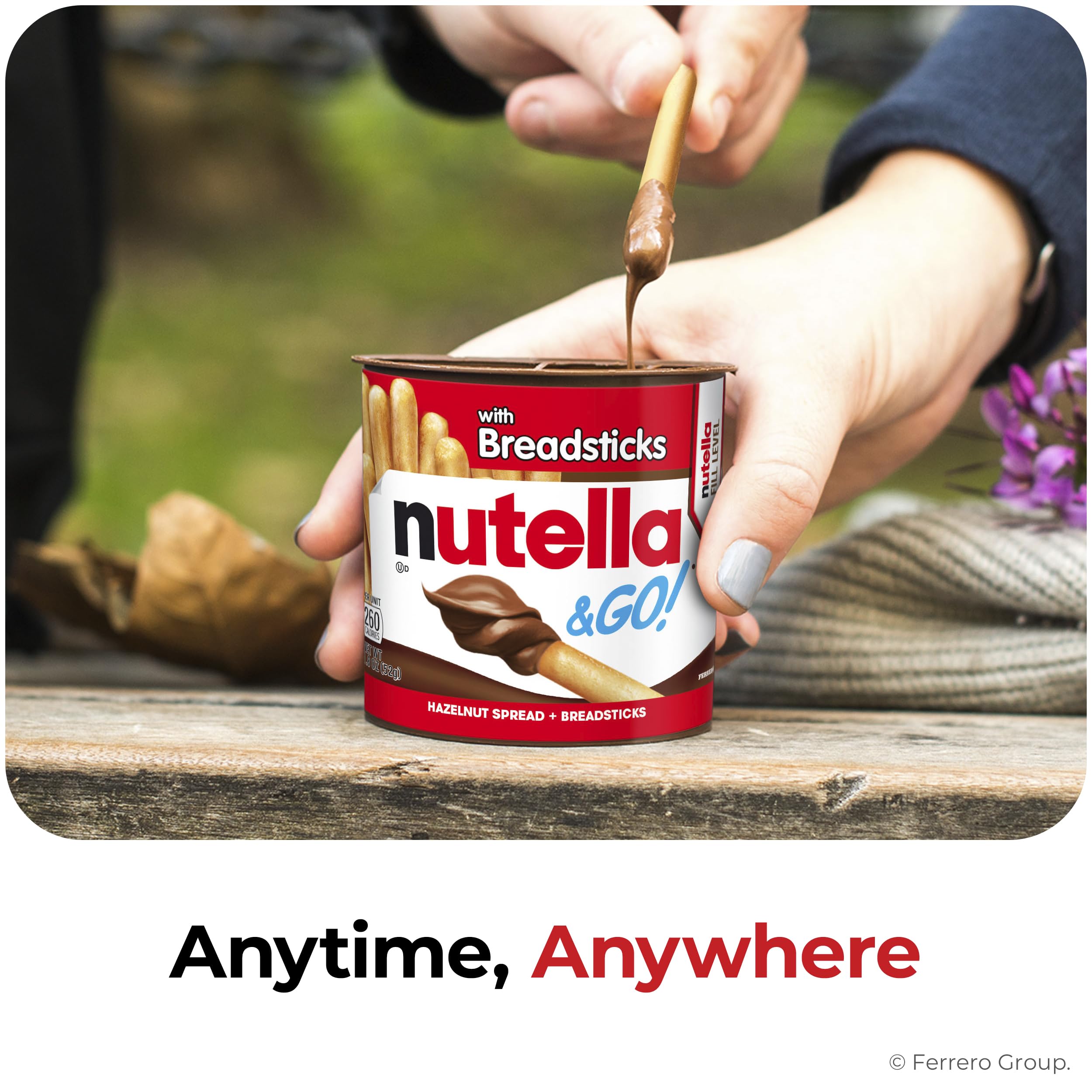 Nutella & GO! Bulk 24 Pack, Hazelnut and Cocoa Spread with Breadsticks, Stocking Stuffers, Snack Cups, 1.8 oz Each