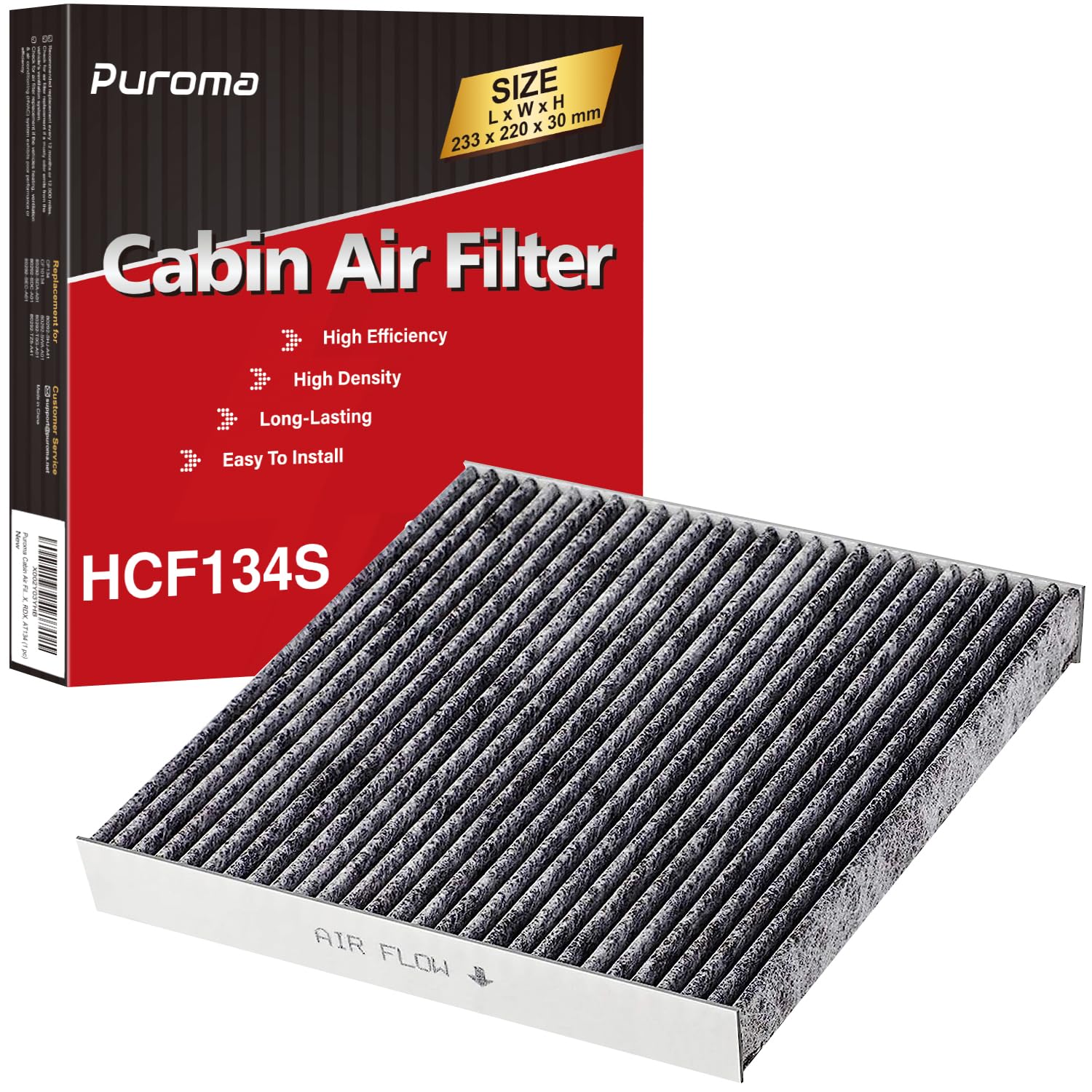 Puroma Cabin Air Filter with Activated Carbon, Replacement for CP134, CF10134, Honda & Acura, Civic, CR-V, Odyssey, CSX, ILX, MDX, RDX, AT134 (1 pc)