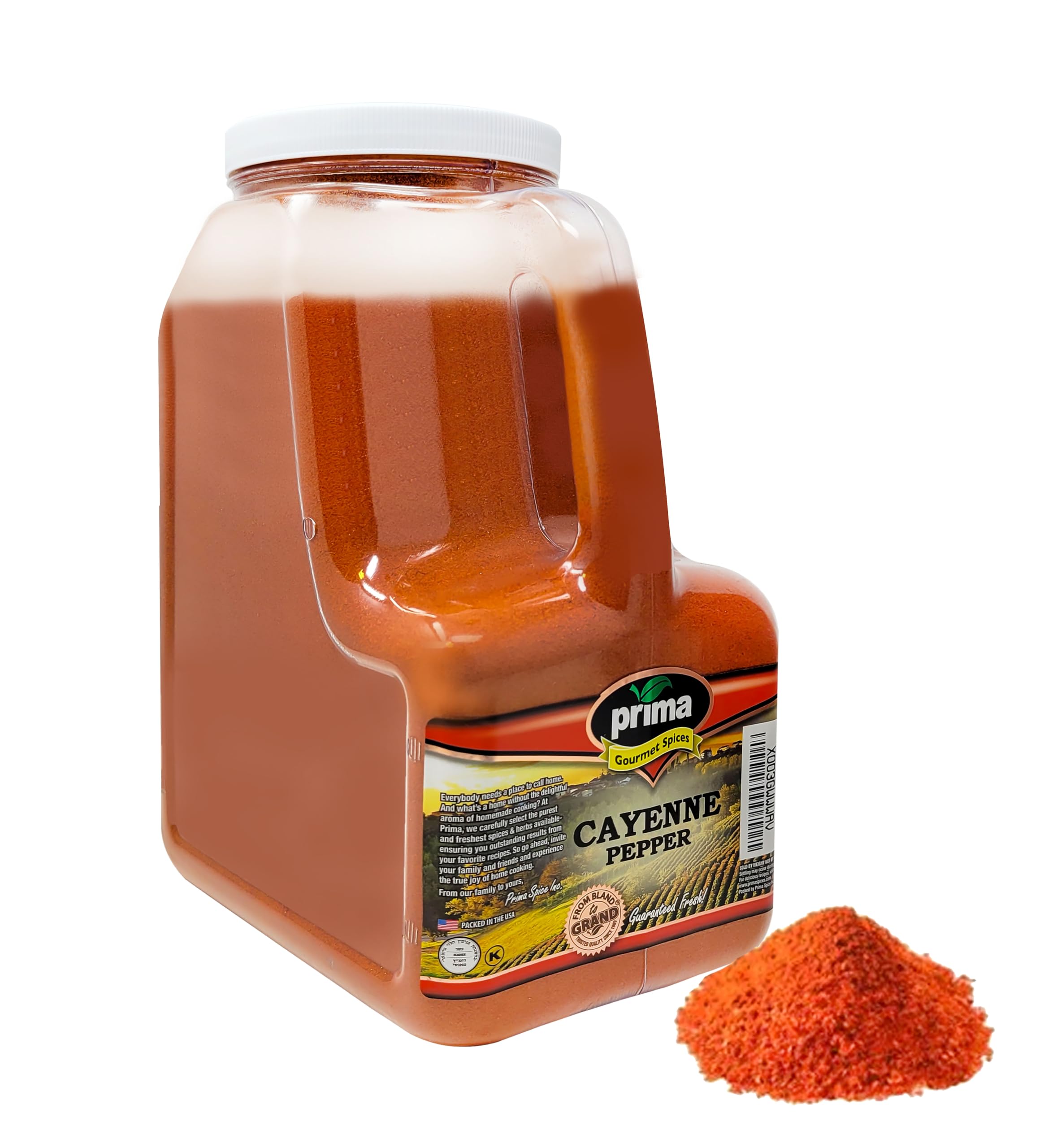 Prima Spice Hot Cayenne Pepper Powder Bulk 5 LBS-60,000 SHU Heat Unit-Gluten Free All Natrual Red Ground Pepper-For Commercial & Home Use