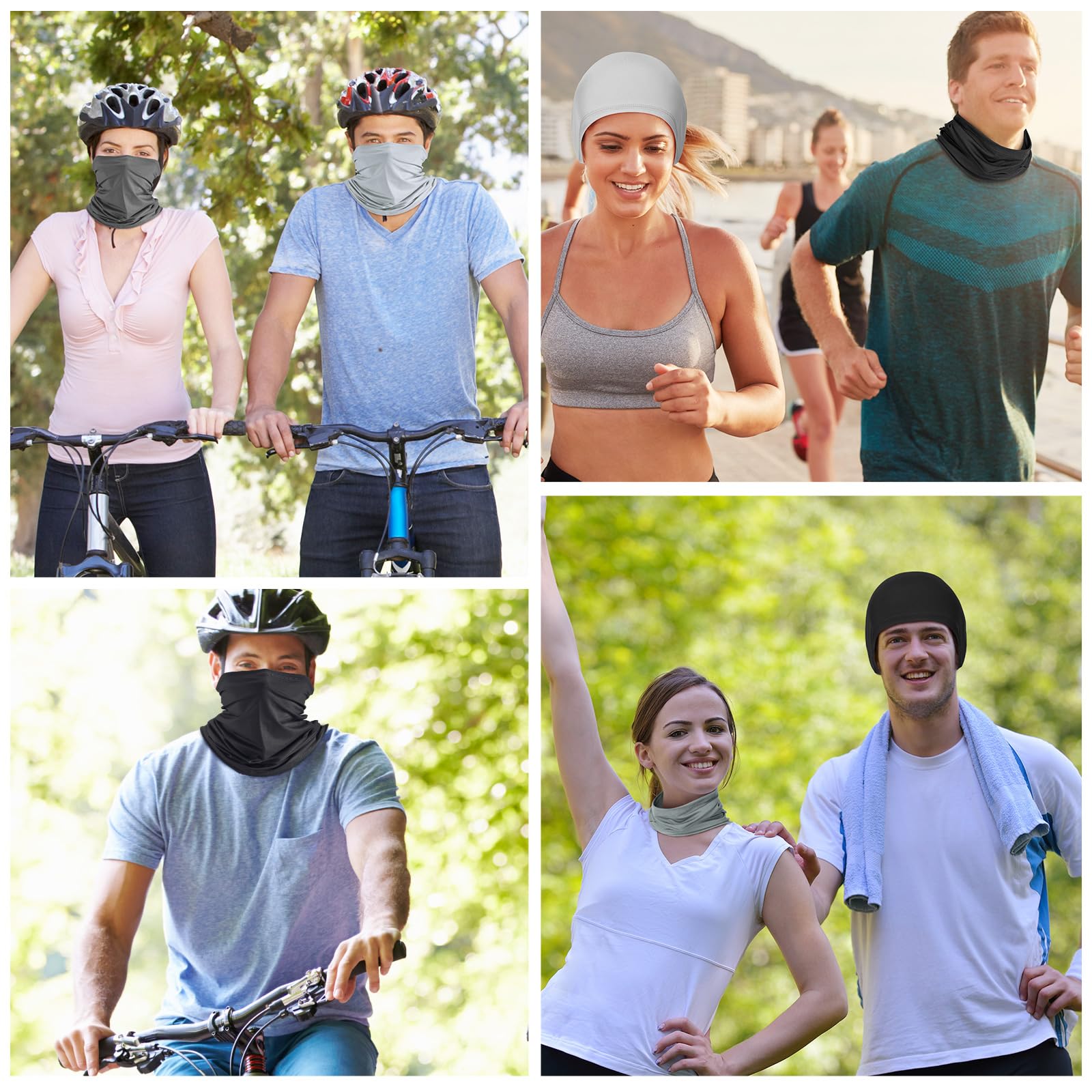Geyoga 6 Pieces Summer UV Protection Cooling Neck Gaiter Face Clothing Neck Gaiter Mask Scarf Sunscreen Breathable Bandana(Classic Color)