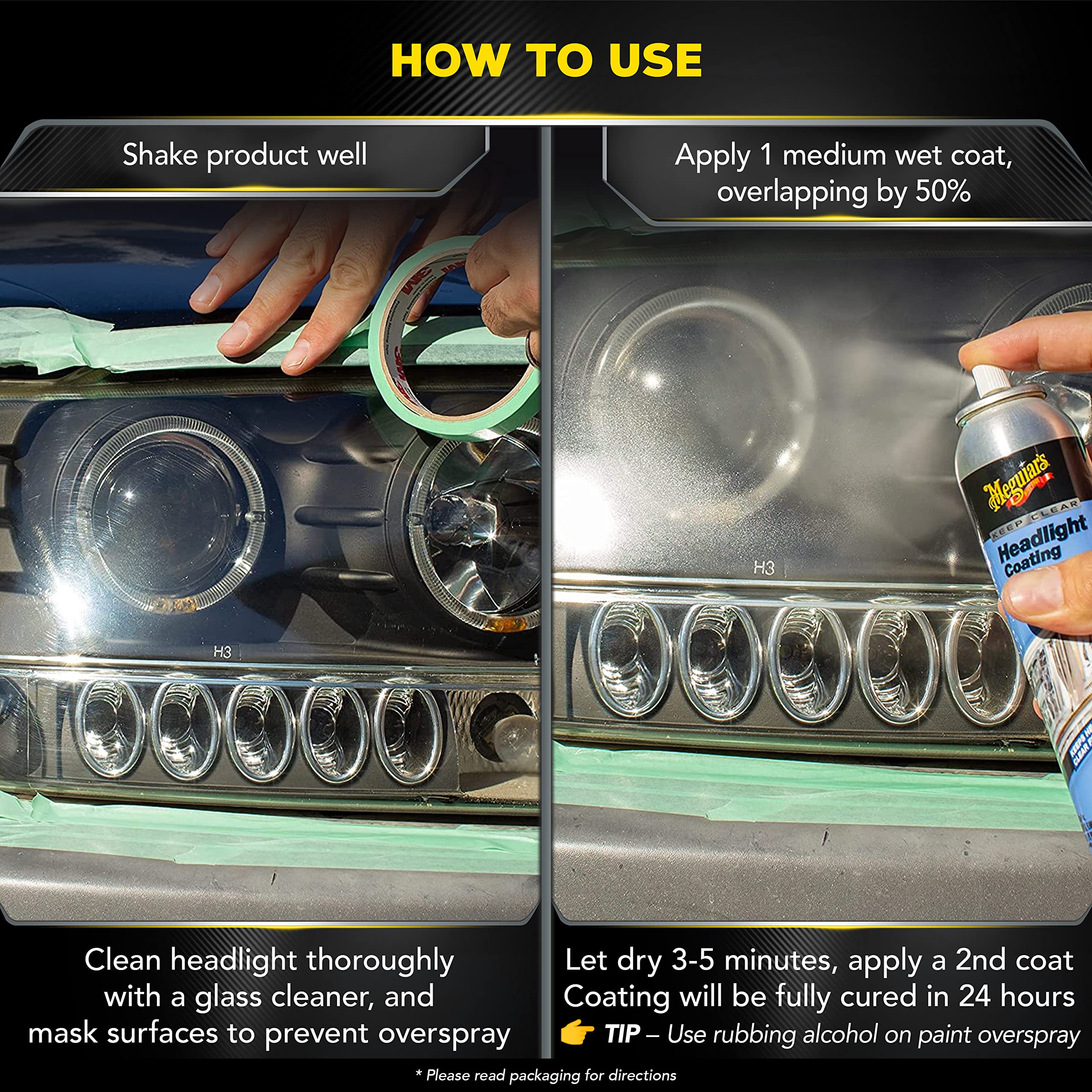 Meguiar's Keep Clear Headlight Coating, Maintain Like-New Clarity of Your Headlights with an Easy-to-Use Formula and UV Protection that Lasts All Year Long, 4 Ounce Aerosol