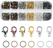 KOPOX Karabinerverschluss- und offene Biegeringe-Set, 6 Farben Karabinerverschlüsse für Schmuckherstellung, Schlüsselanhänger und Armbänder