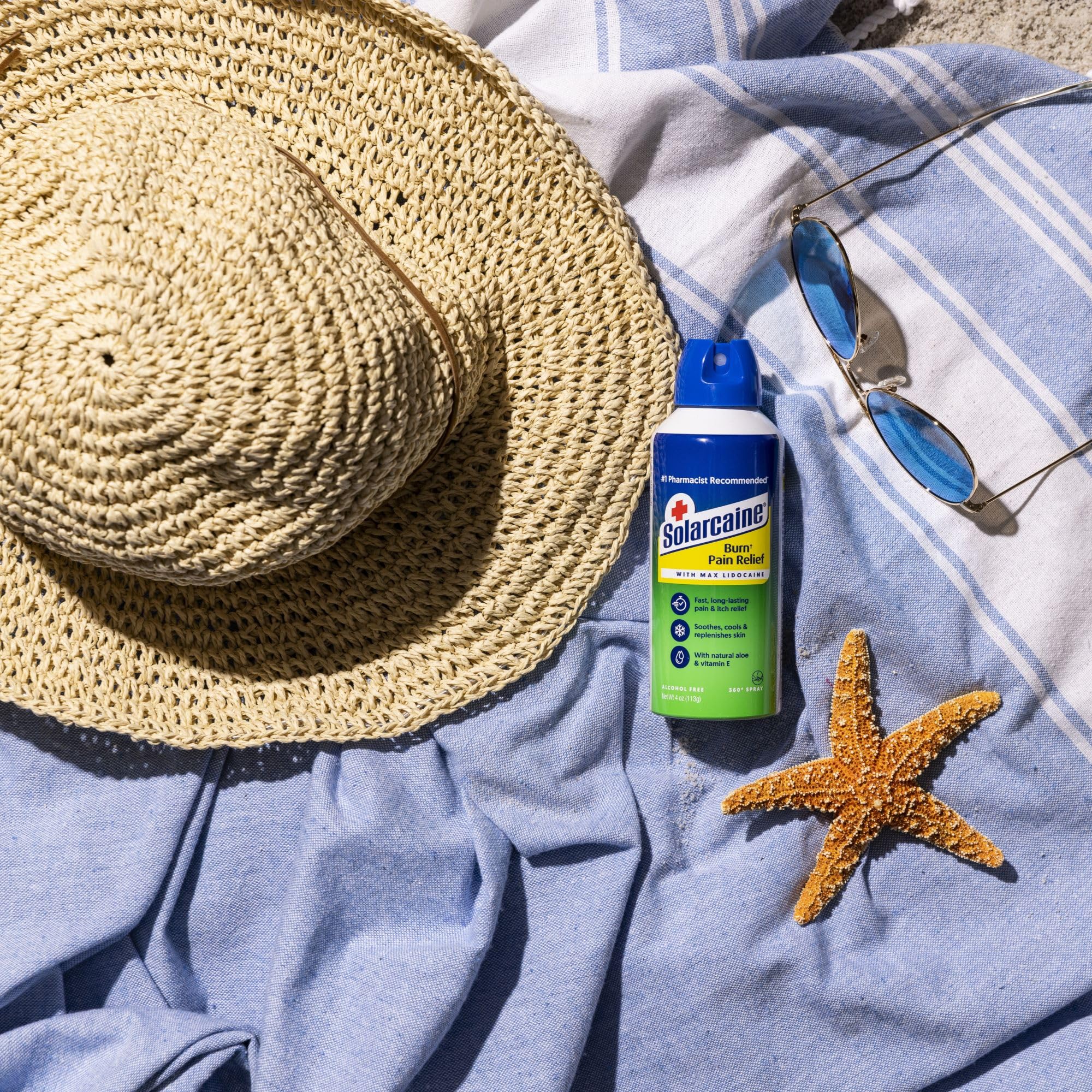 Solarcaine Aloe Sunburn Relief Spray with 4% Lidocaine - After Sun Care Relief for Burns, Scrapes & Itch - Aloe Spray to Soothe, Cool & Replenish Skin - 4oz