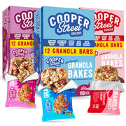 Cooper Street Granola Bakes (36 Count) – Soft and Chewy Breakfast Granola Bars Variety Pack – Nut, Dairy & Soy Free – Individually Wrapped Healthy Snacks for Kids, School, Work, Hiking & On-the-Go