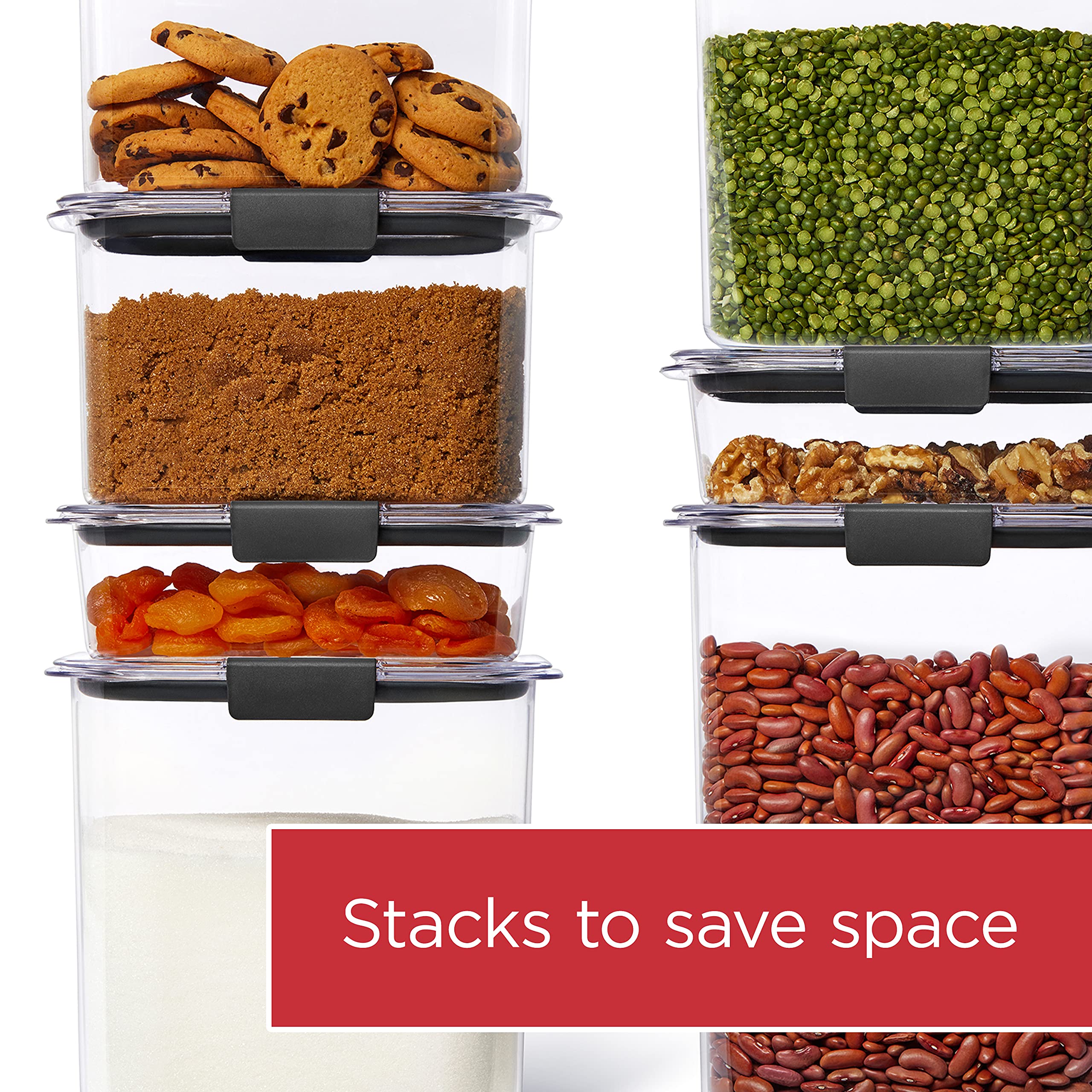 Rubbermaid Brilliance 16-Cup Airtight Food Storage Container with Lid Clear/Grey - optimal for pantry organization flour sugar and food storage