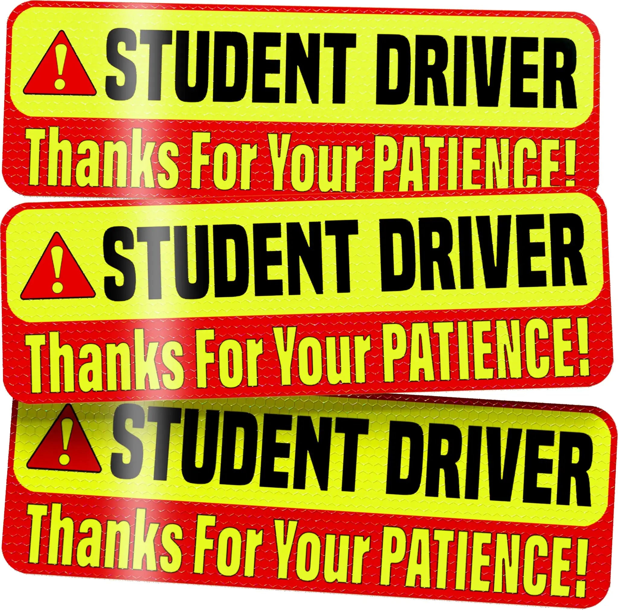 Student Driver Magnet for Car - Extra Strong Hold - 9.72" by 3.24" - 3 Pack - Essential Magnetic New Driver Sticker Signs - Remind Others to Please Be Patient - Bright & Reflective Sign for Rookies