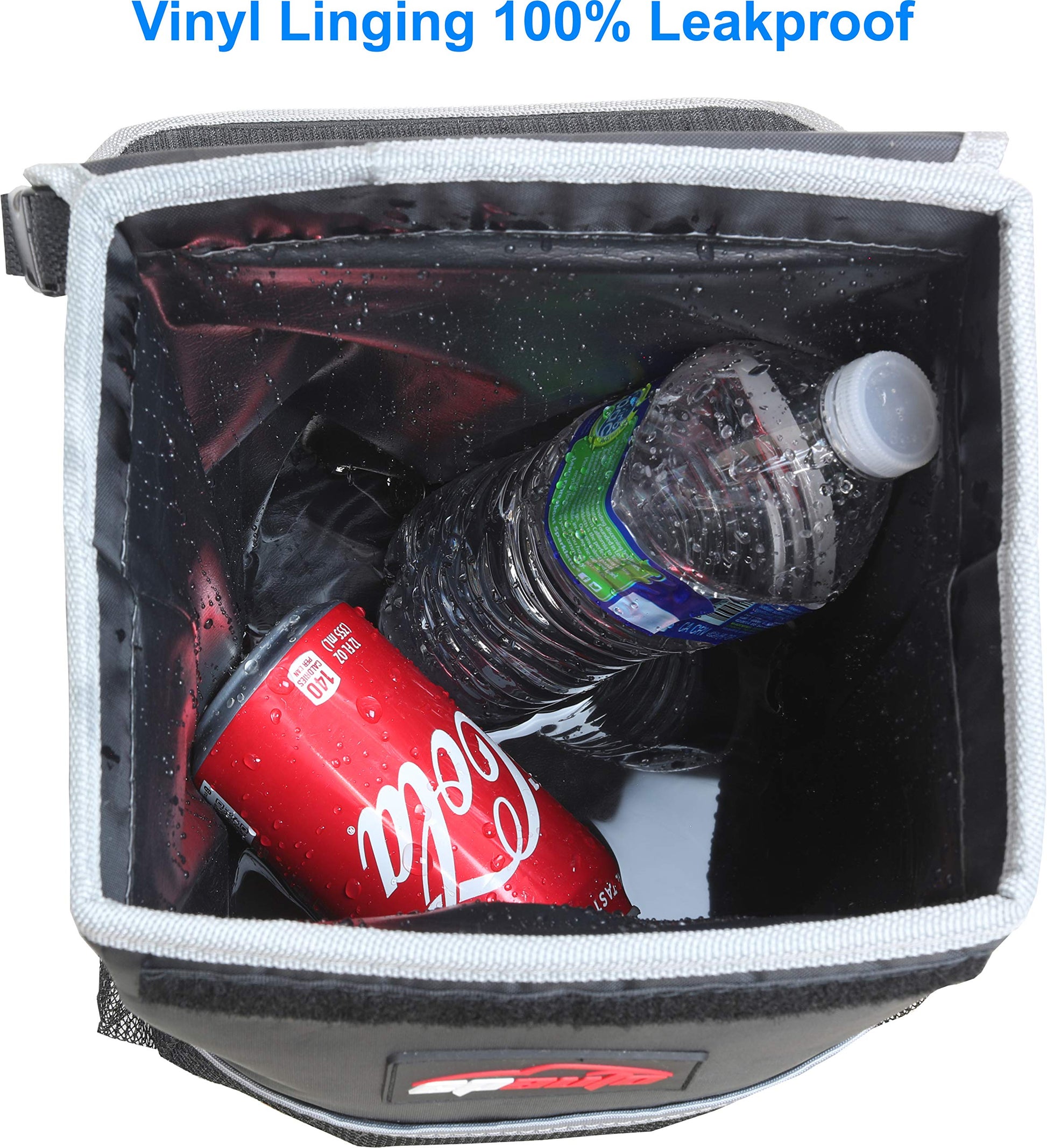 EPAuto Waterproof Car Trash Can with Lid and Storage Pockets, 2.5 Gallon, Black