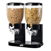 Honey-Can-Do Zevro Essential Dual-Control Dry Food Dispenser – Effortless & Organized Storage for Cereal, Dog Food, or Snack Dispenser for All Kinds of Treats, 17.5 oz Each Capacity, Black/Chrome