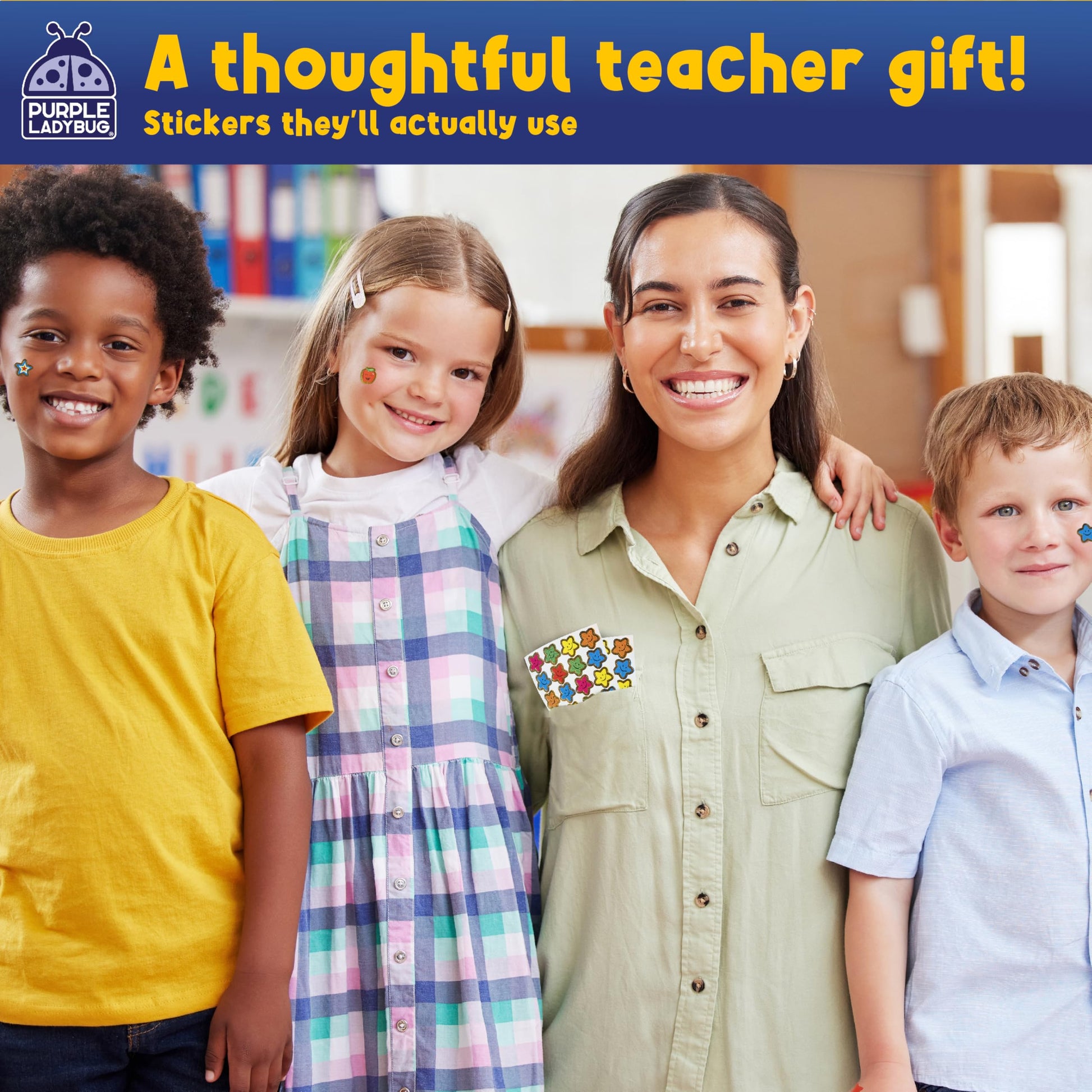Purple Ladybug Teacher Stickers for Students - 4960 Reward Stickers for Classroom Supplies, Teacher Must-Haves & School Stickers, Small Stickers for Reward Charts, Back to School Gift, Summer Activity
