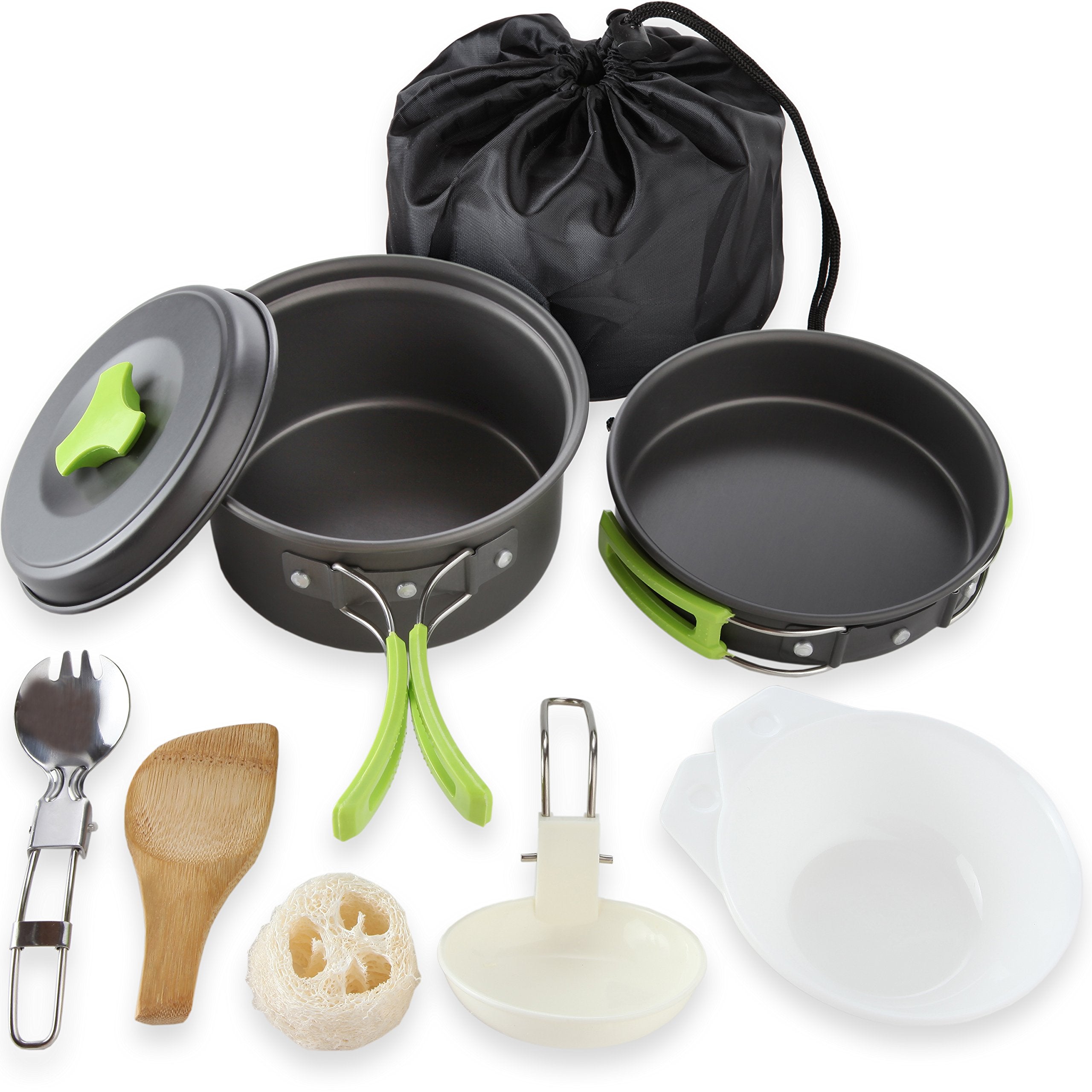MalloMe Camping Cookware Mess Kit for Backpacking Gear – Camping Cooking Set - Camping's Pots and Pans Set - Backpacking Stove/Portable Stove Compatible - Camp Kitchen Equipment Accessories 1L Pot