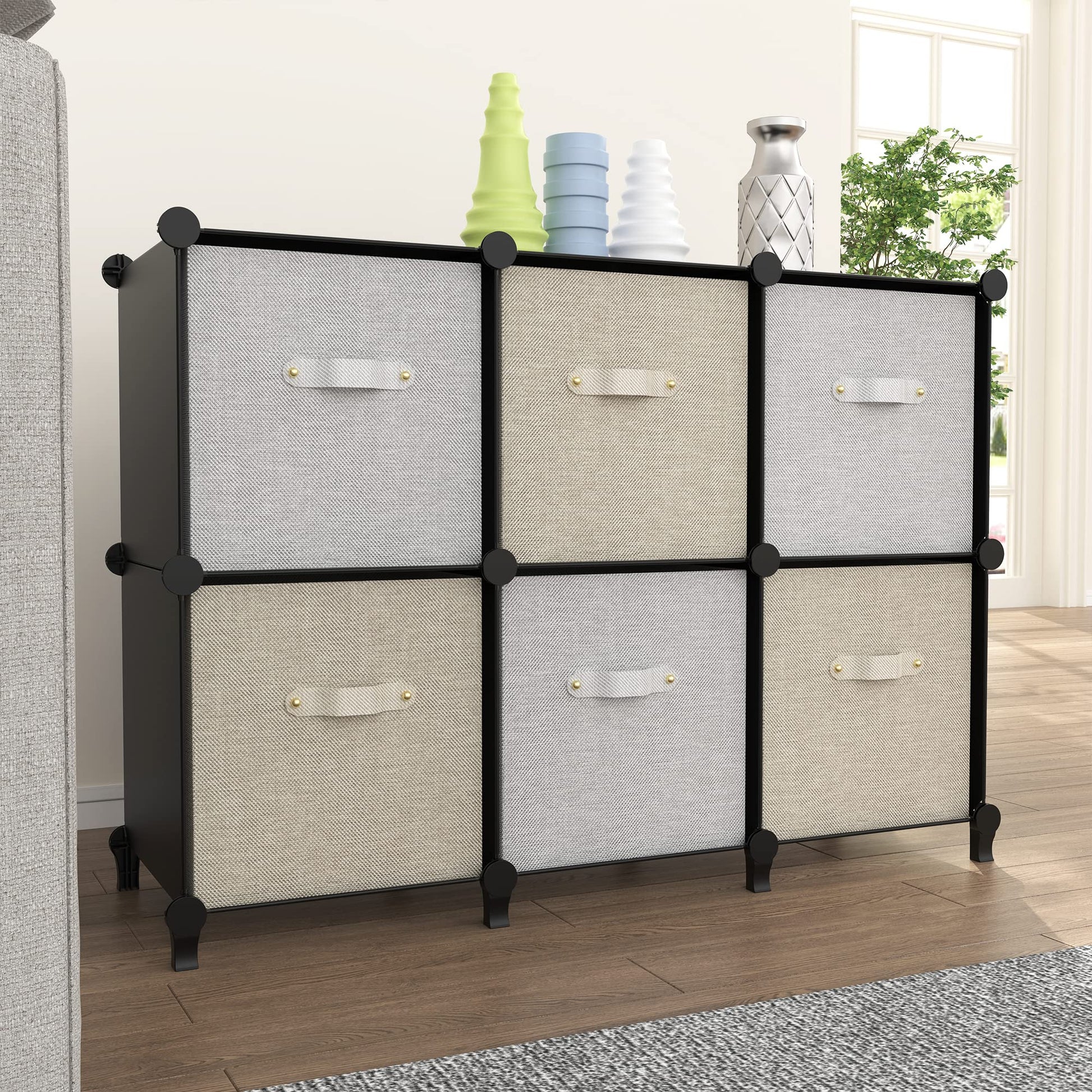 HOMIDEC 6-Cube Storage Organizer, Closet Organizer Storage Cabinet Shelf Bookcase Bookshelf,Storage Cubes Organizer Cabinet for Kids,Closet, Bedroom,Bathroom
