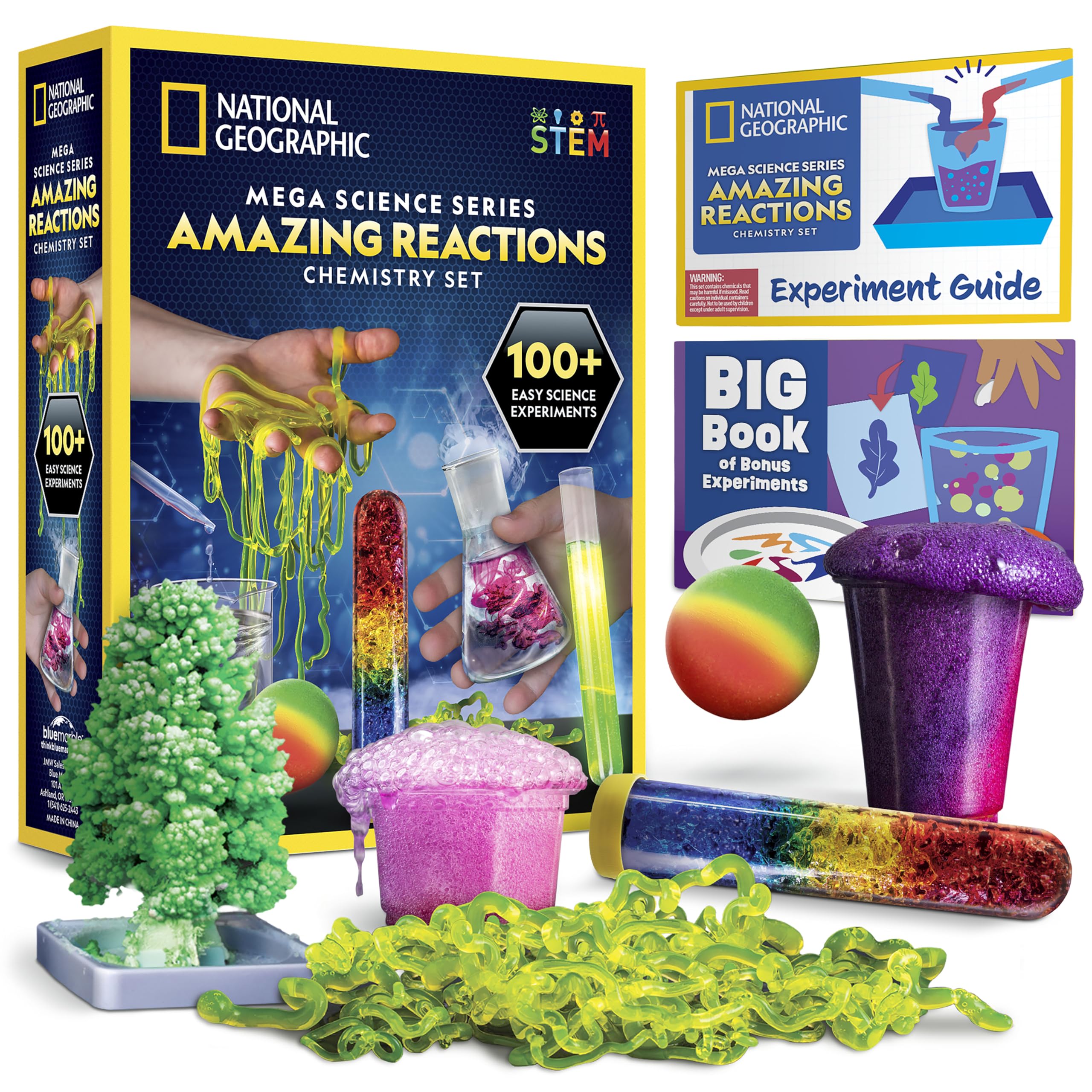 NATIONAL GEOGRAPHIC Amazing Chemistry Set - Chemistry Kit with 100+ Science Experiments Including Crystal Growing and Reactions, Science Kit for Kids, STEM Gift for Boys and Girls ( Exclusive)