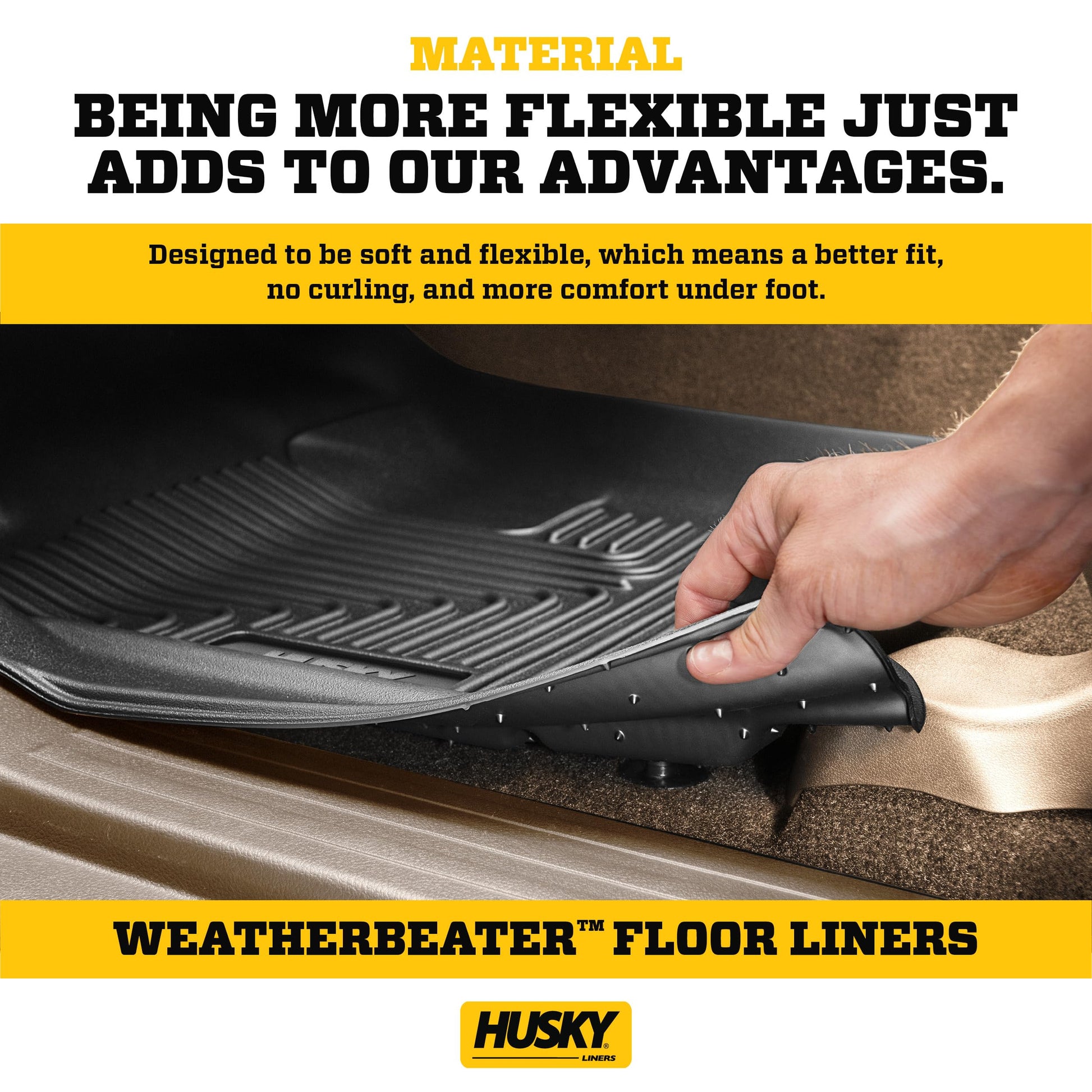 Husky Liners Weatherbeater Floor Mats | Fits 2015-2025 Ford F-150 (Includes 2022-2025 Lightning) SUPERCREW CAB ONLY w/Carpet & w/Out Fold Flat Storage | Front & 2nd Row, 3-pc Black - 94041