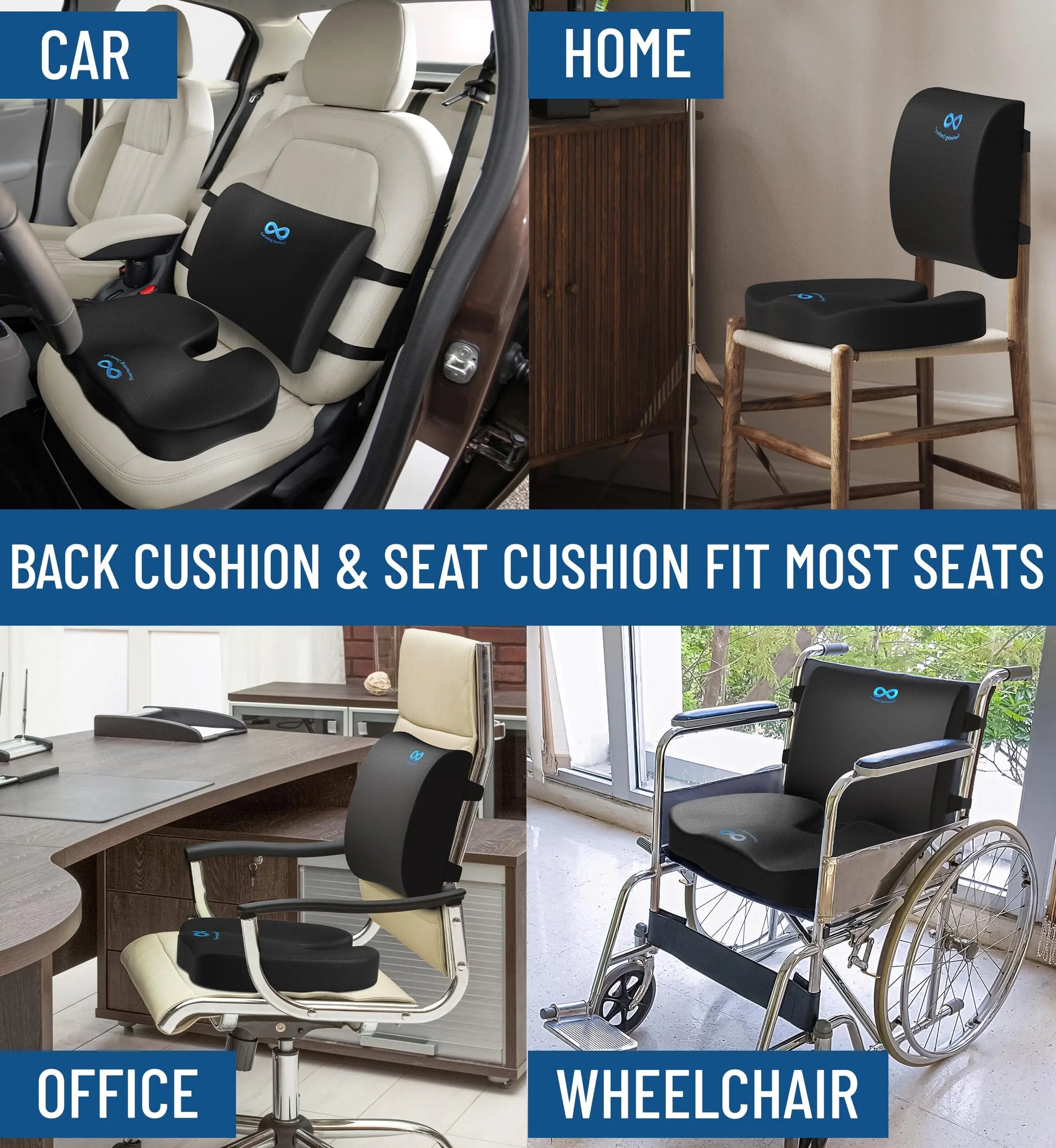 Everlasting Comfort Doctor Recommended Memory Foam Seat Cushion for Office Chairs & Car Seat - Ergonomic Office Desk Accessories for Tailbone Pain Relief, Sciatica & Back Support