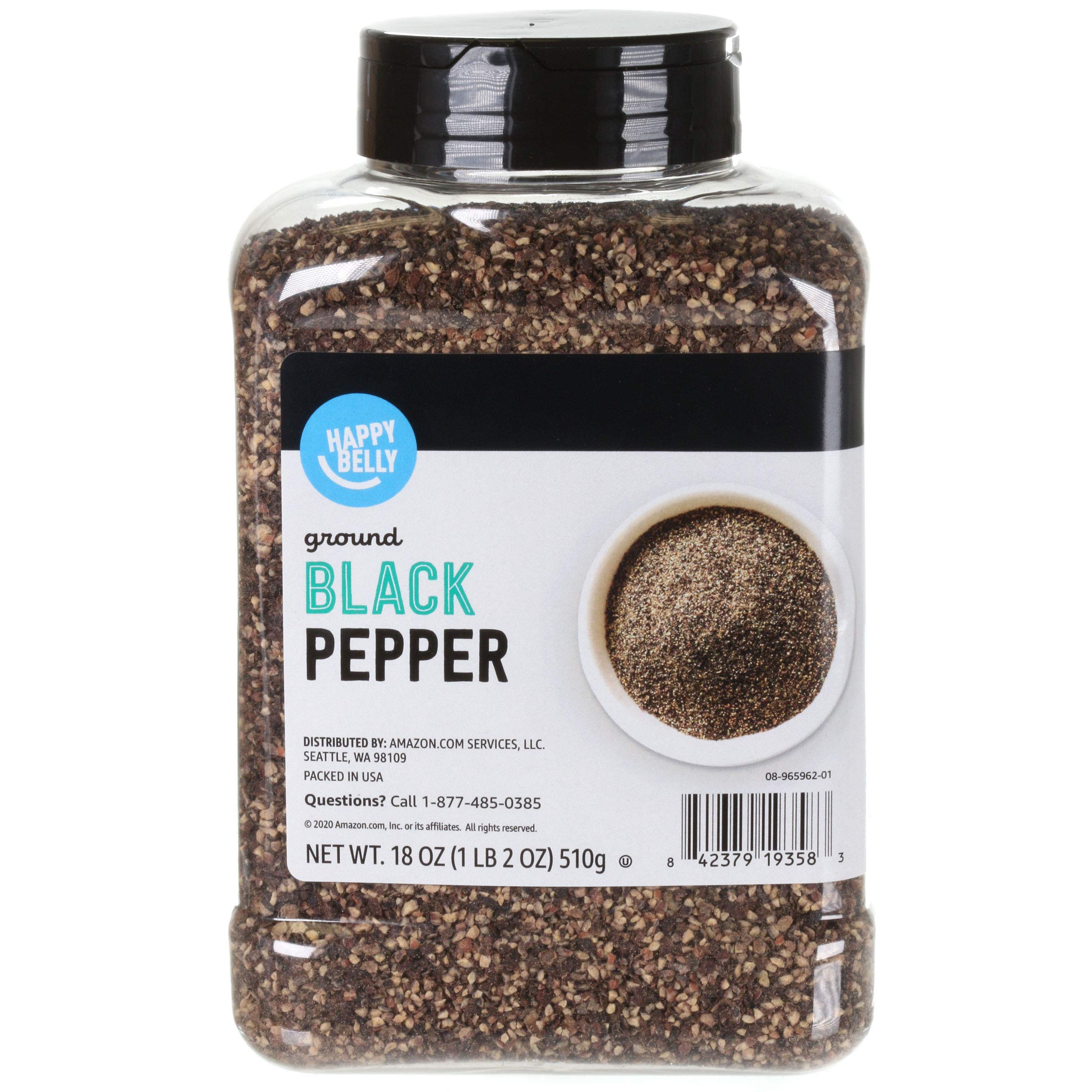 Brand - Happy Belly Black Pepper, Coarse Ground, 18 oz