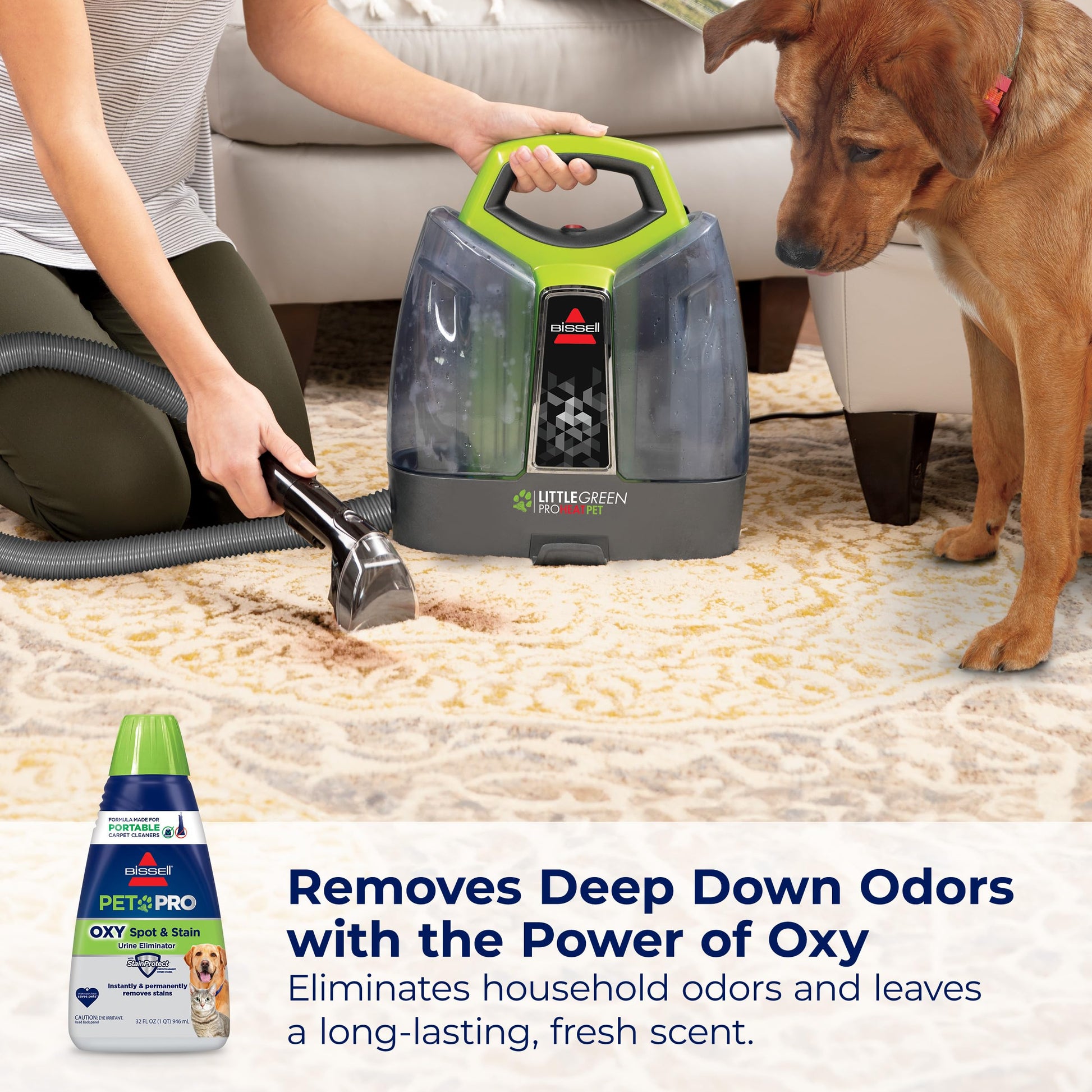 Bissell PET PRO OXY Spot & Stain Formula for Portable Carpet Cleaners, 32 oz., 2034