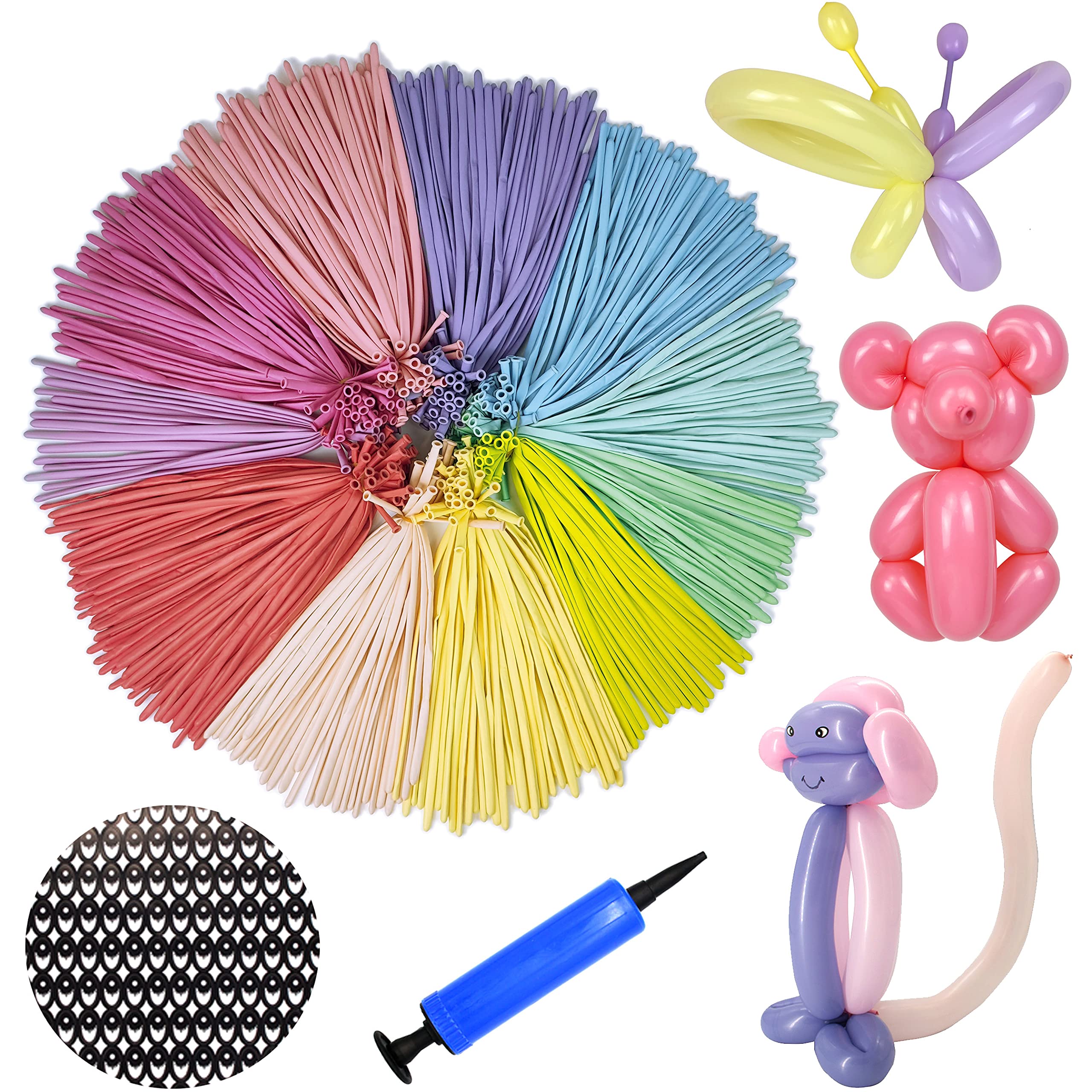 LXZFCRG 260 Balloons Pack of 100, Premium Long Latex Twisting Balloons for Birthday Wedding Festival Party Pastel Color Pack of 100