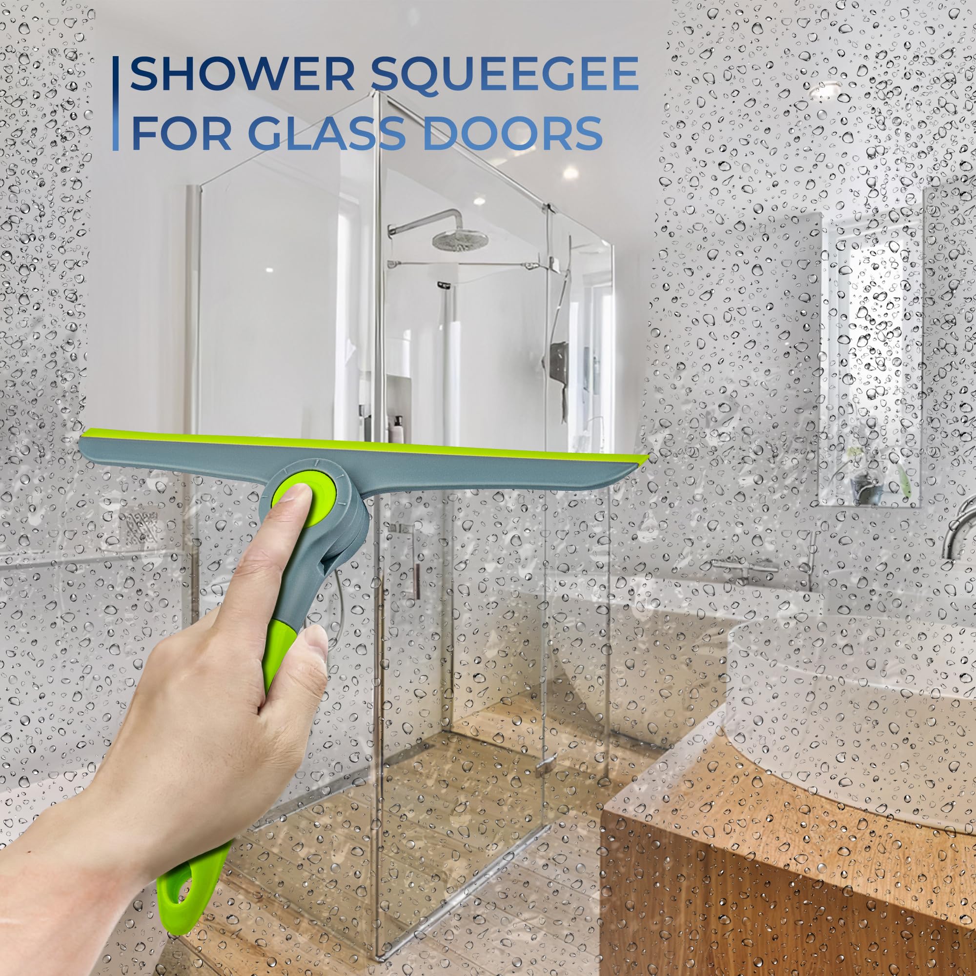 DSV Standard 10" Heavy Duty Green, Grey Window Cleaning Squeegee, Handheld Squeegee for Glass Doors, Windows, Car Windshields & More