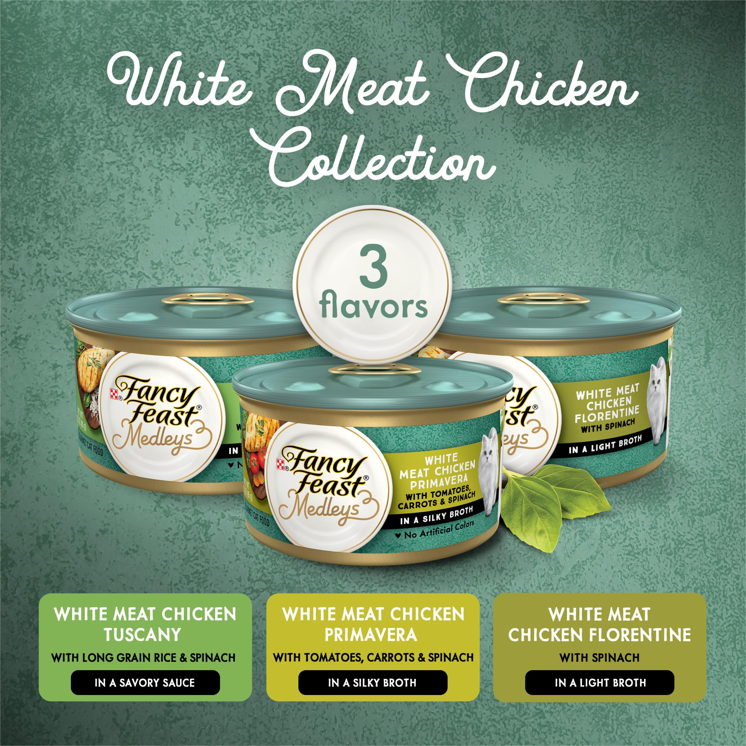 Purina Fancy Feast Wet Cat Food Variety Pack, Medleys White Meat Chicken in Sauce Collection - (Pack of 12) 3 oz. Cans