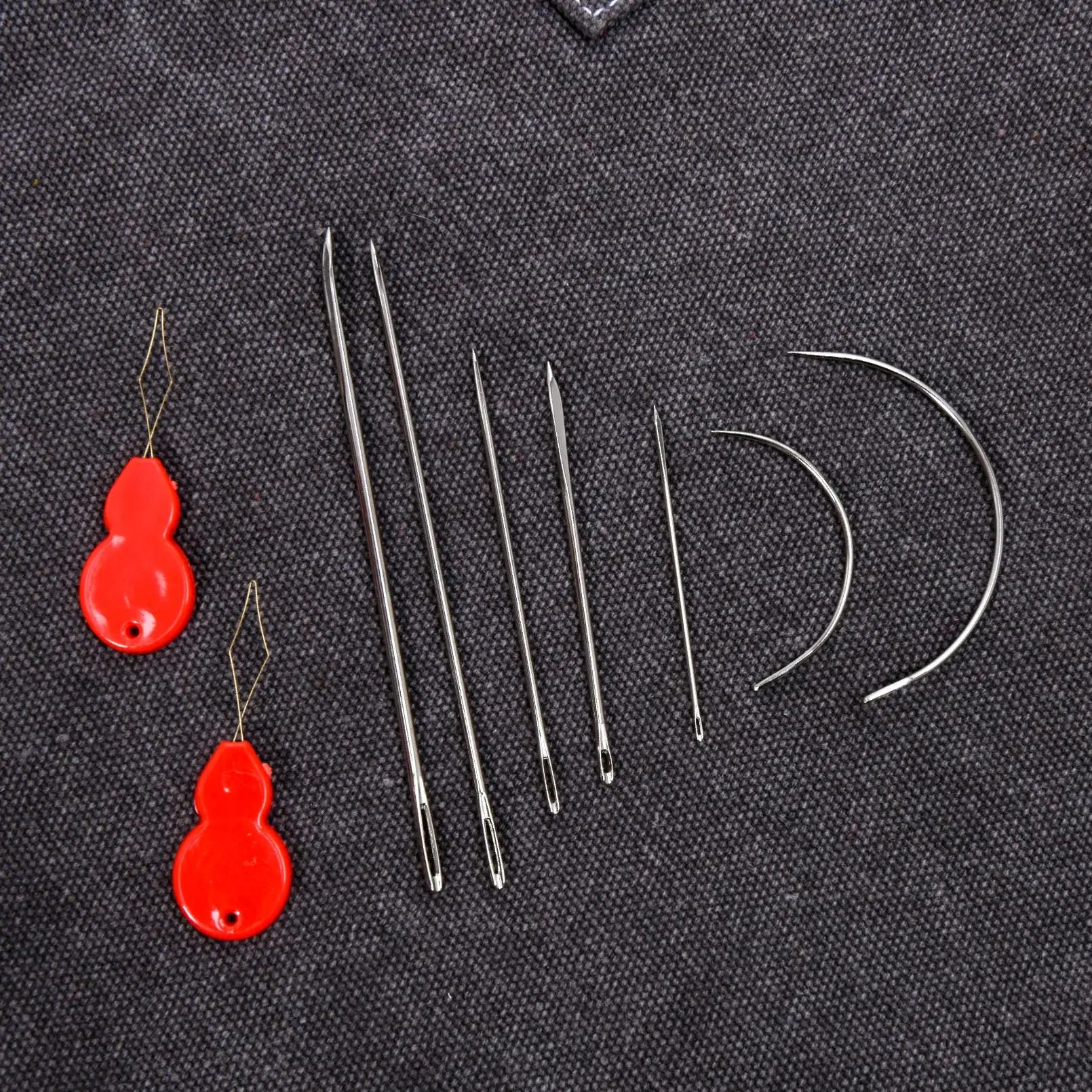 Heavy Duty Hand Sewing Needles Kit, 14 PCS with 10 Leather & 4 Curved Needles for Home Upholstery, Carpet Canvas Repair