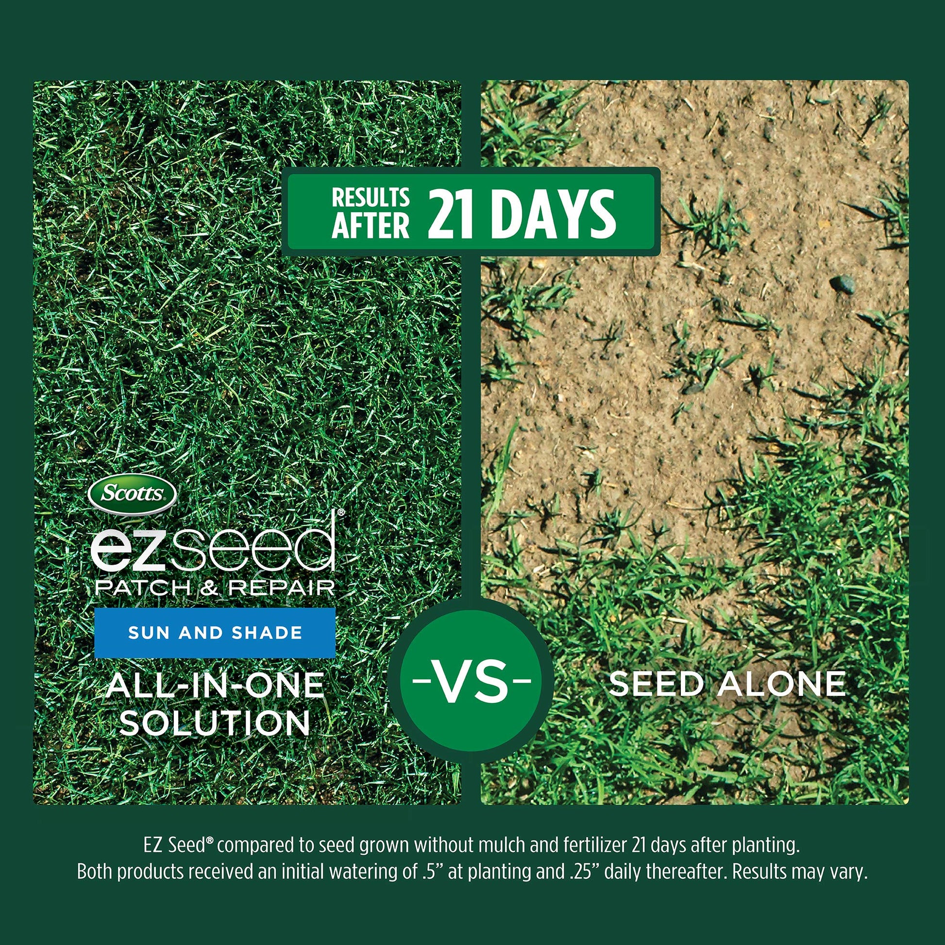 Scotts EZ Seed Patch & Repair Sun and Shade Mulch, Grass Seed, Fertilizer Combination for Bare Spots and Repair, 3.75 lb, Brown