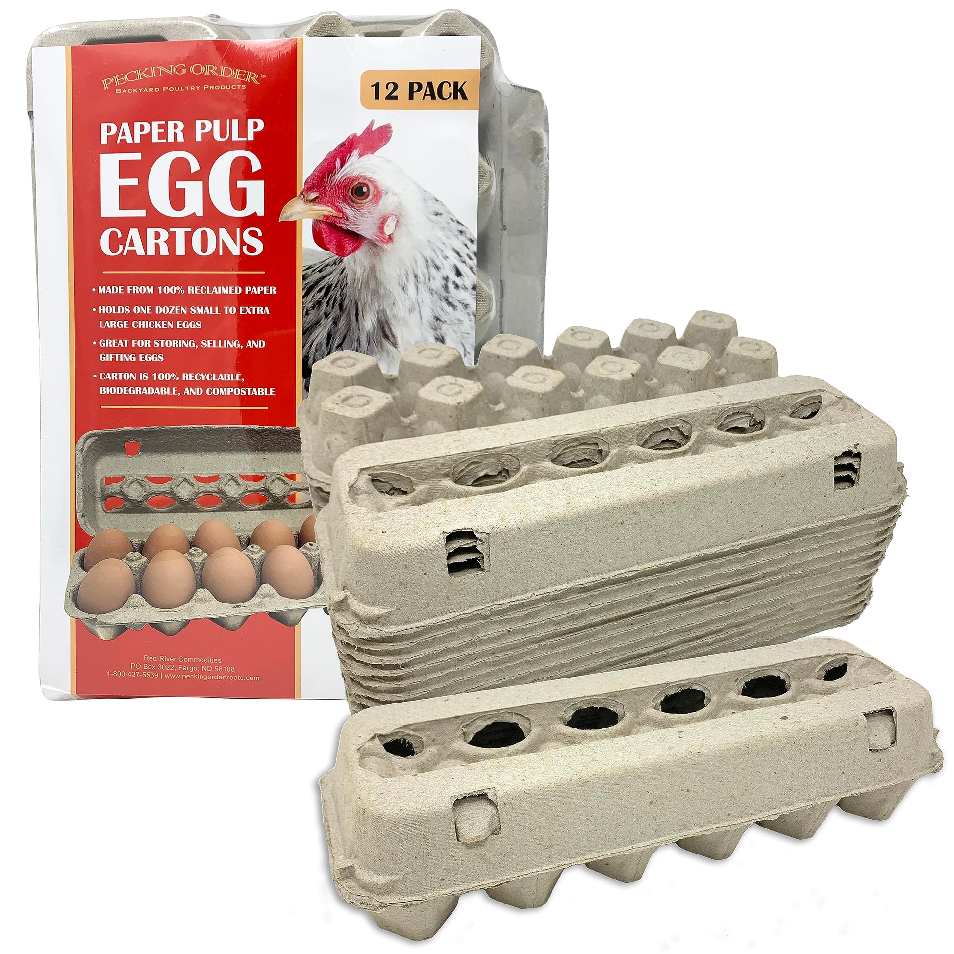 Pecking Order Paper Pulp Egg Cartons - 12 Pack Grey