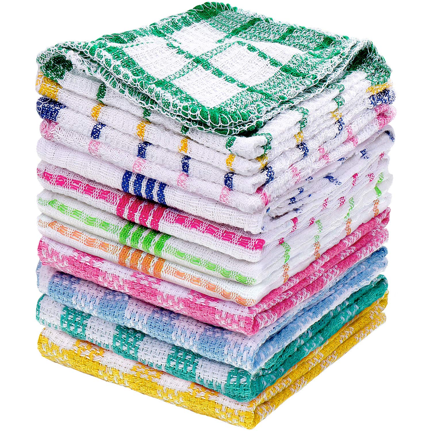 Patelai 12 Pcs Kitchen Dish Cloths for Washing Dishes Cleaning Cloth Absorbent Dish Rags Drying Cleaning Towels for Scrubbing Wipe Glass Home and Kitchen(Bright Color,13.8'' X 13.8'', 11.8 x 11.8'')