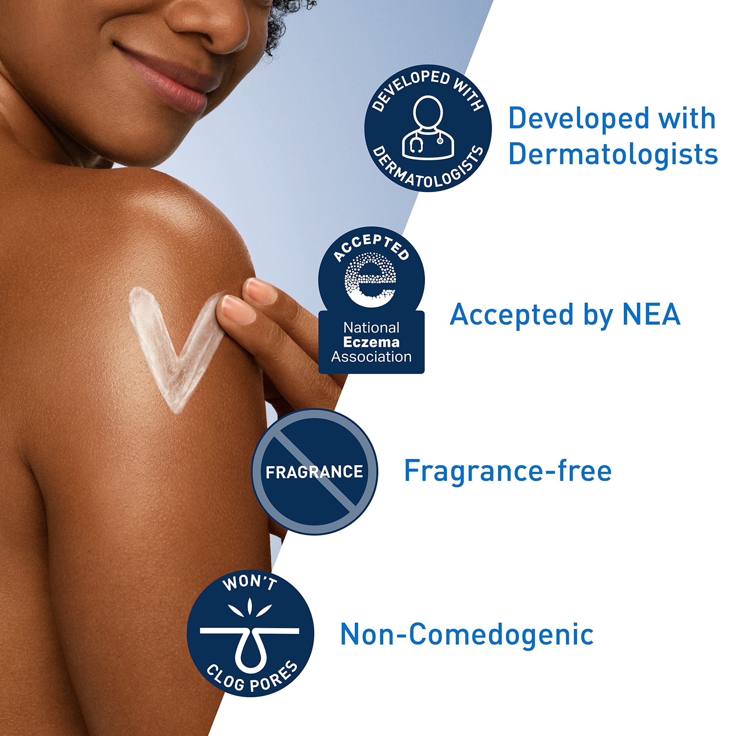 CeraVe Moisturizing Cream, Body and Face Moisturizer for Dry Skin, Body Cream with Hyaluronic Acid and Ceramides, Daily Moisturizer, Oil-Free, Fragrance Free, Non-Comedogenic, 19 Ounce