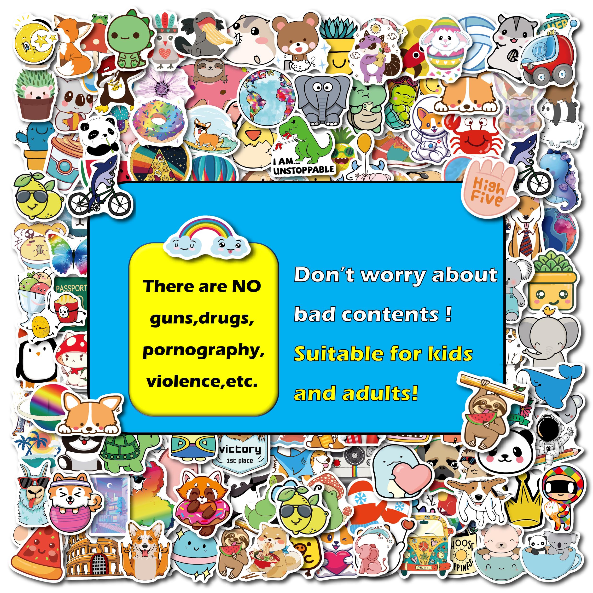 Stickers for Water Bottles, 200PCS Water Bottle Stickers for Kids, Waterproof Vinyl Stickers, Cute Stickers for Kids Classroom, Teacher Prizes Classroom Must Haves