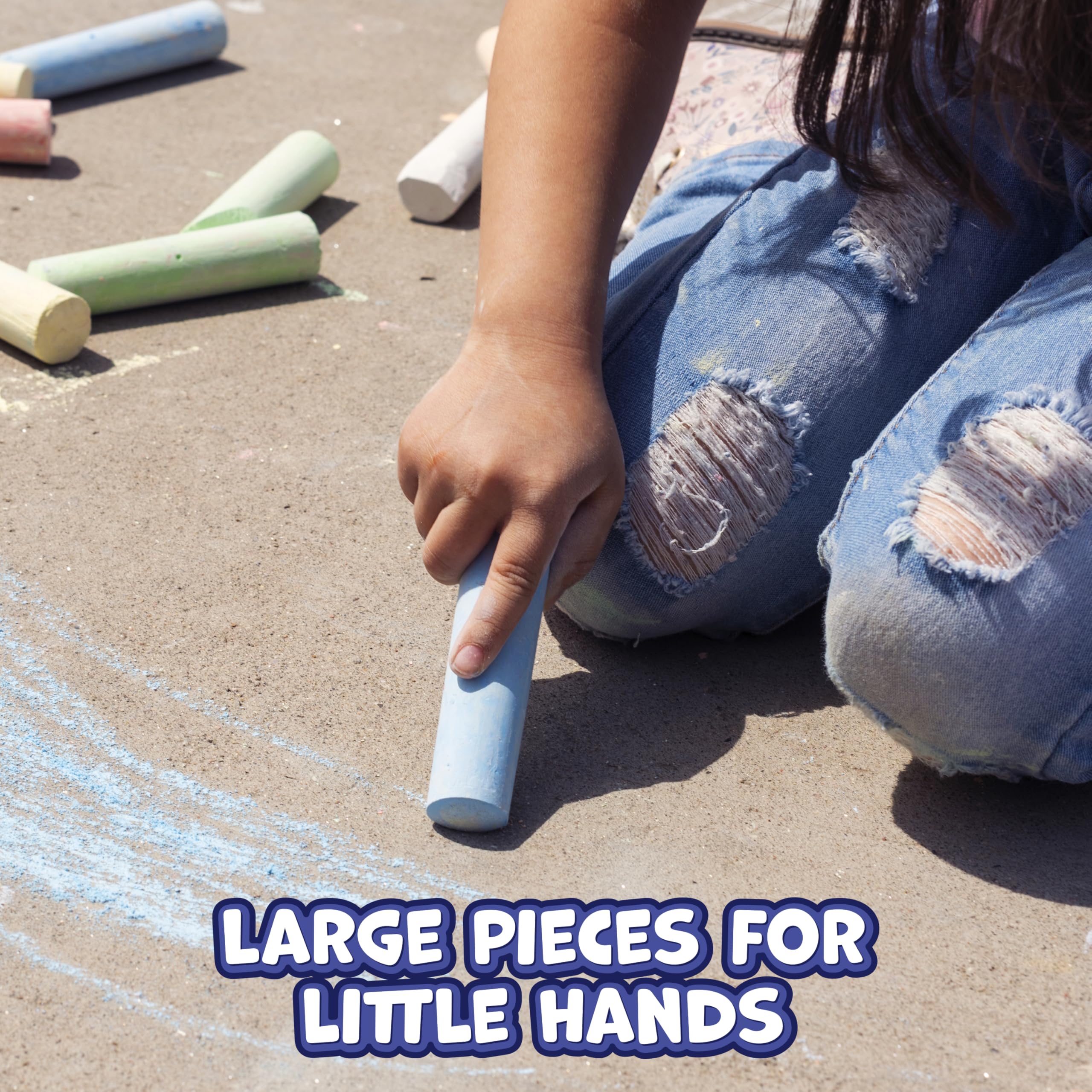READY 2 LEARN Jumbo Sidewalk Chalk | Set of 20 | 9 Colors | Washable and Non-Toxic | Bulk Set of Chalk for Kids