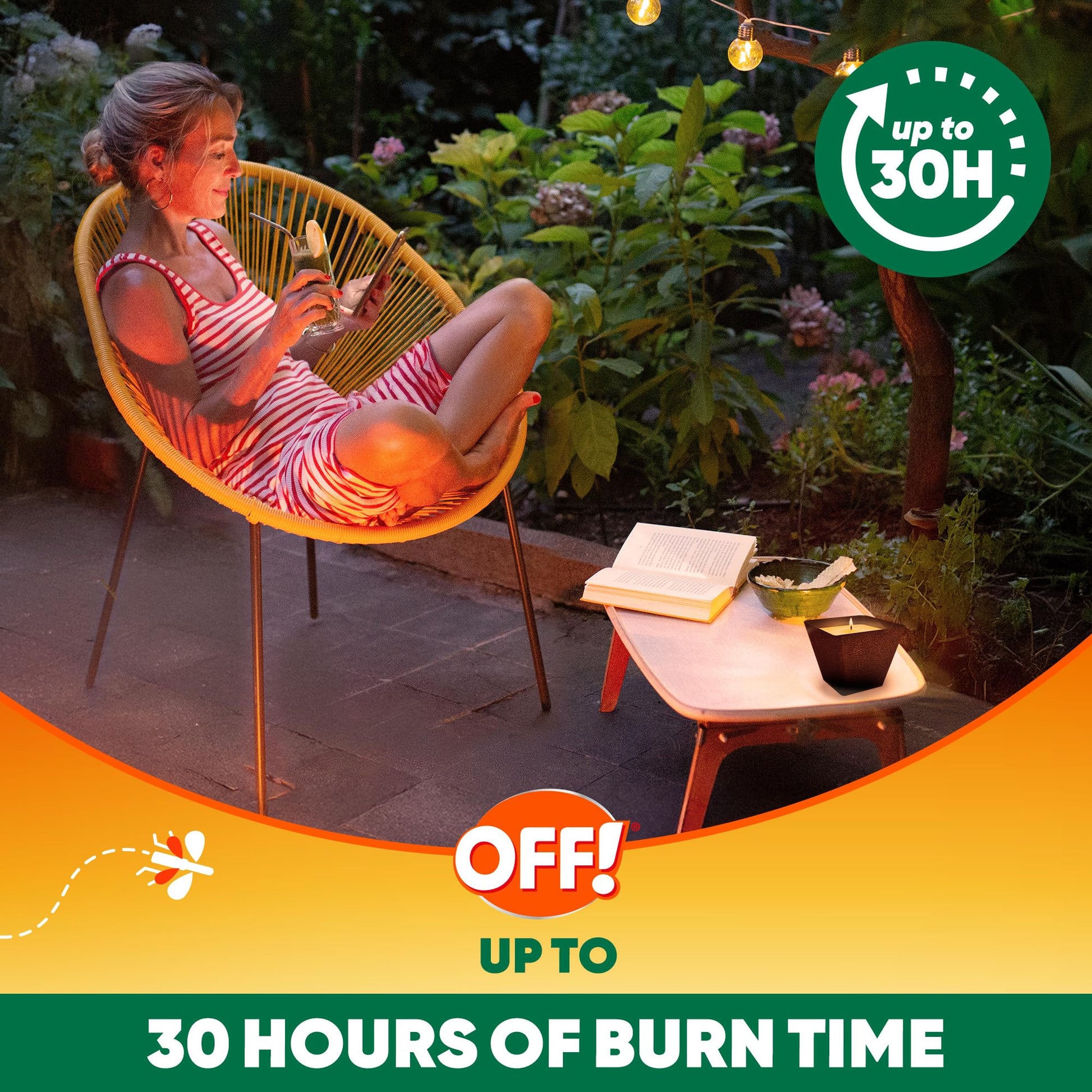 OFF! Backyard Citronella Scented Candle, Ambiance Enhancing Centerpiece, Burns for up to 25 Hours, 8 oz (Pack of 2)