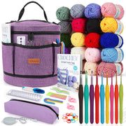 Katech Häkelset für Anfänger, Häkel-Starter-Set für Erwachsene und Kinder, Häkel-Set inklusive Häkelnadeln, Stricktasche, Häkelgarn zum Häkeln, Anleitung, Strick-Set, Häkelzubehör, Geschenk