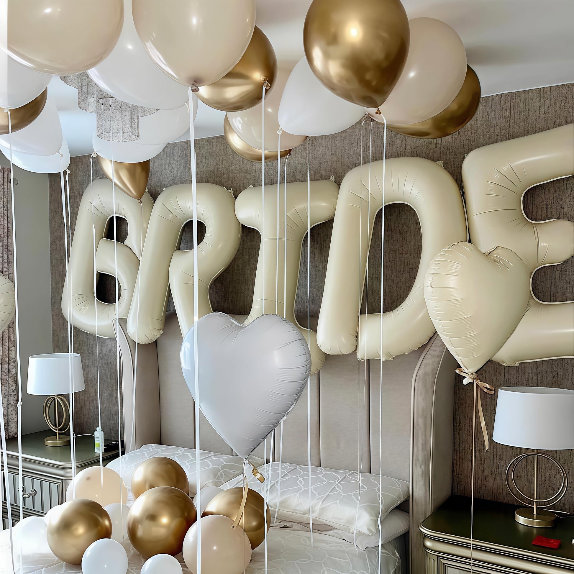 40 Inch Beige BRIDE Balloons Bachelorette for Bridal Shower, Cream White Sand Bride Mylar Foil Banner Letter Sign, Bridal Balloon Banner for Wedding Engagement Bride To Be Party Favors Decorations