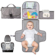 Kopi Baby Tragbare Wickelunterlage - Baby-Wickeltasche mit Feuchttücherfach, intelligent designte tragbare Wickelauflage, Reise-Set für Babys, Geschenk für neugeborene Mädchen & Jungen - Grau, Klassisch