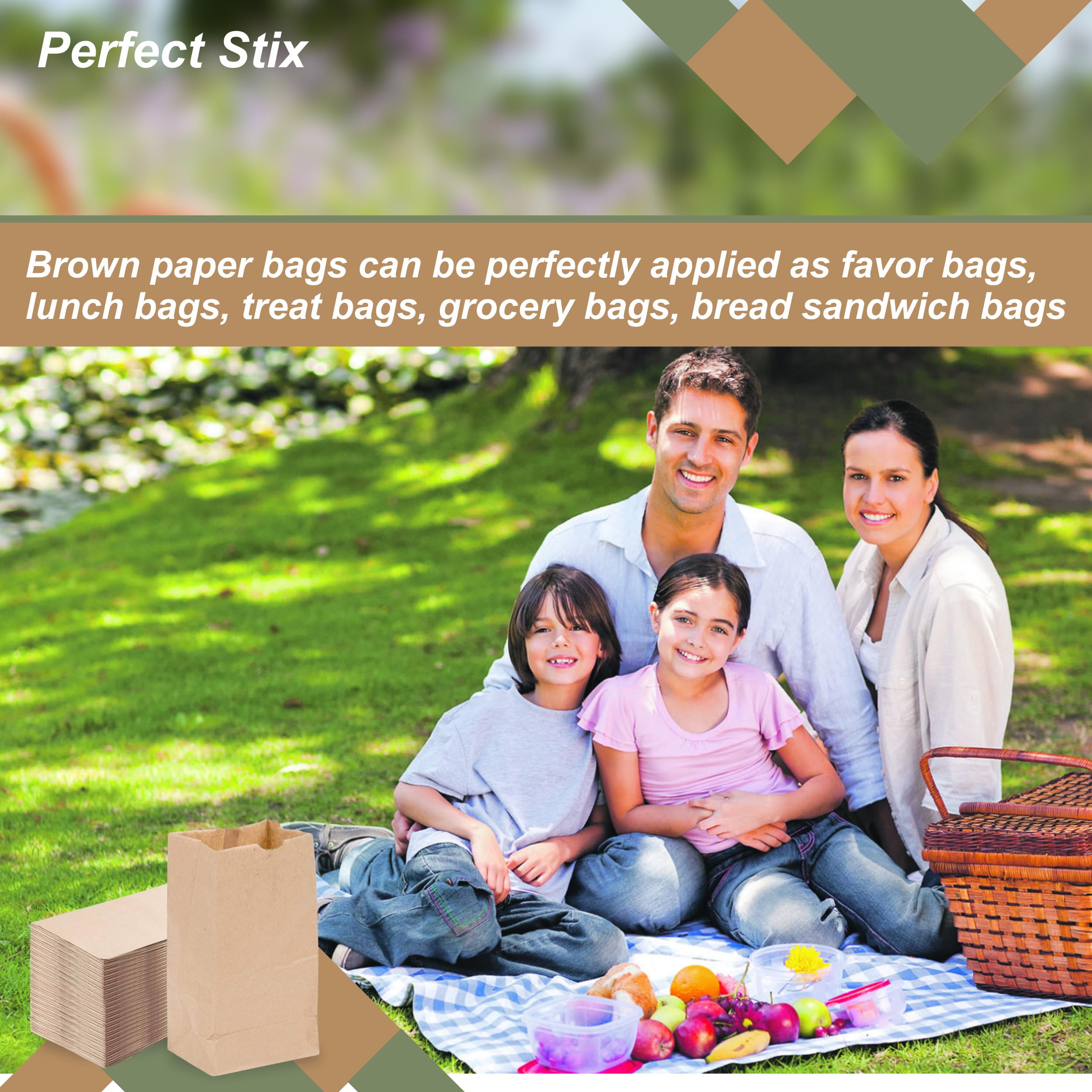Perfect Stix - Brown Bag 2-100 count, 2lb Brown Paper Bags - Brown Bags - 100 count (Pack of 1)