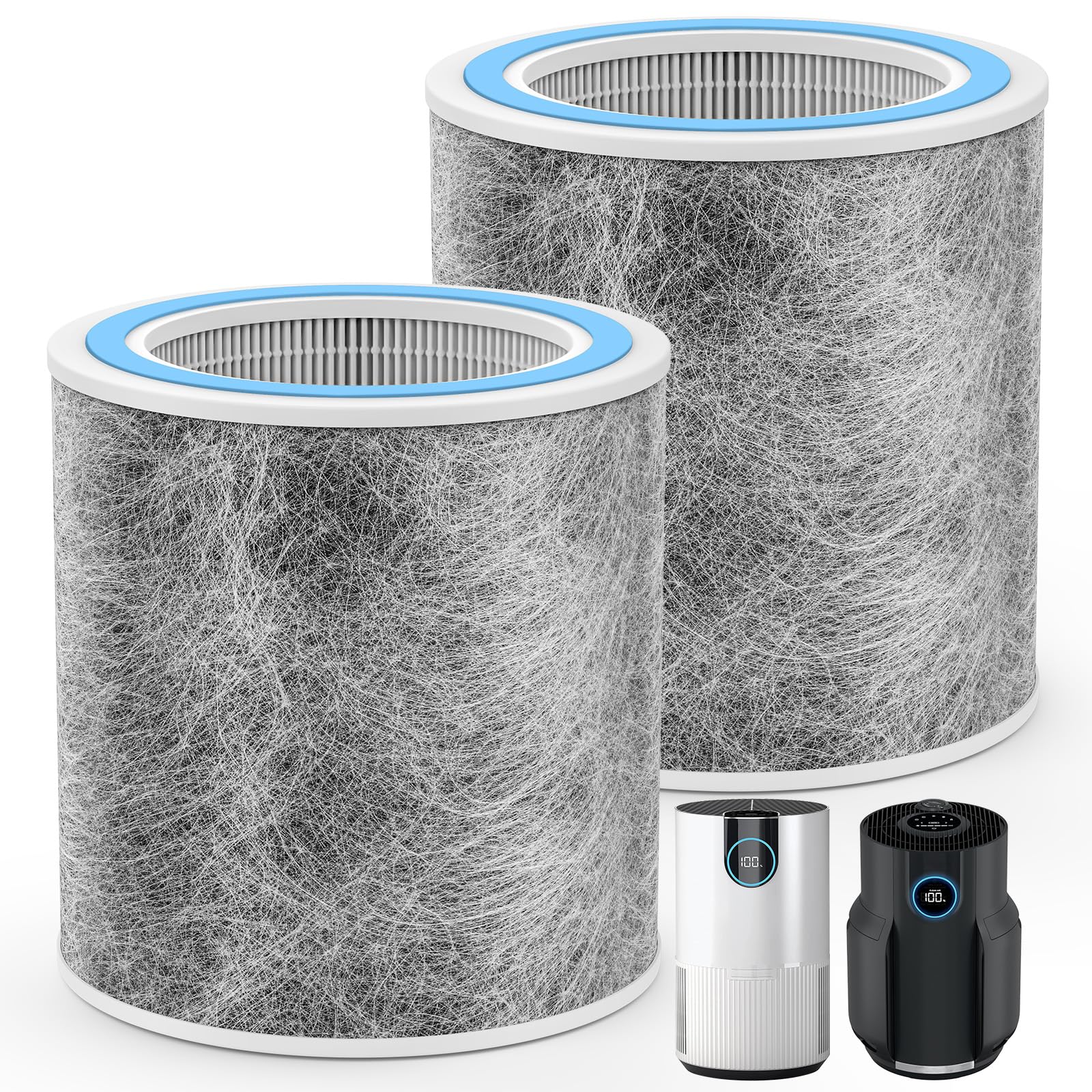 2 Pack HP102 Replacement Filter, Compatible with Shark HP102 & HP102PET & HC452 & HP132 & HC450 & HC451 & HC455, True HEPA for 99.97% of Particles, Compare Part #HE1FKPET, HE1FKBAS