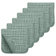 Looxii Muslin Burp Cloths 6 Pack - 20" x 10" - Ultra Soft & Absorbent, 6-Layer 100% Cotton for Spit Up & Drool- Gentle Baby Burping Cloth, Newborn Boys Girls Essentials, Dark Green