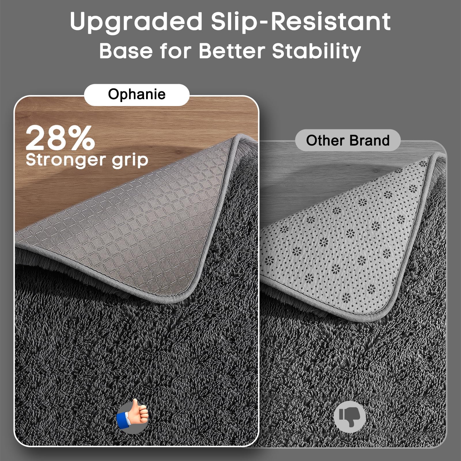 Ophanie Small Rug Upgrade Non Slip Throw Bedside Area Rugs, Fluffy Soft Grey Mini Bedroom Carpet, Affordable Door Entryway Indoor Inside Front Entrance Dog 2x3 Mat, Home Decor Aesthetic, Nursery