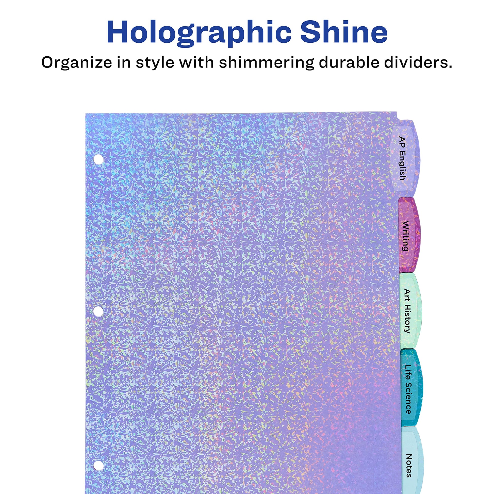Avery Luxe Collection Holographic Big Tab Fashion Dividers for 3 Ring Binders, 5 Tab Set, Confetti Pattern, 1 Set (24929)